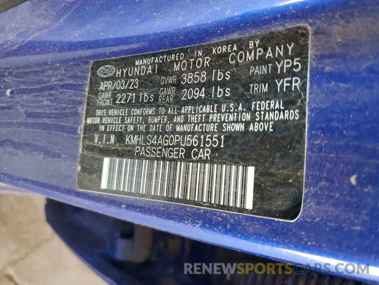 12 Фотография поврежденного автомобиля KMHLS4AG0PU561551 HYUNDAI ELANTRA 2023