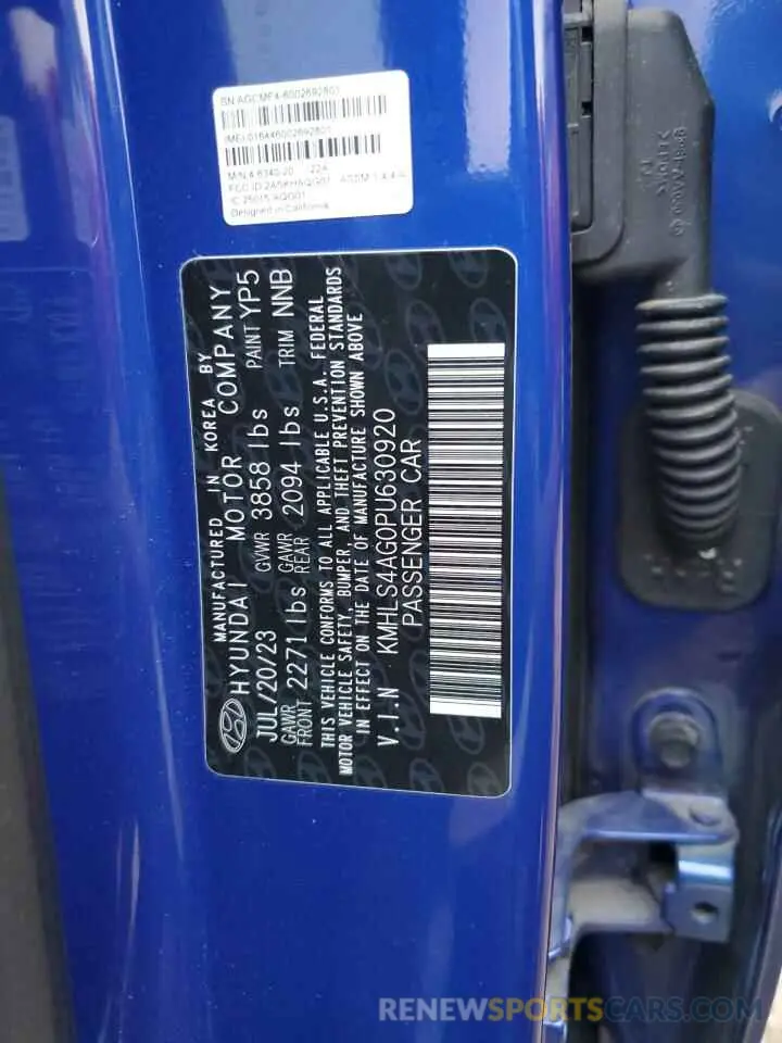 12 Фотография поврежденного автомобиля KMHLS4AG0PU630920 HYUNDAI ELANTRA 2023
