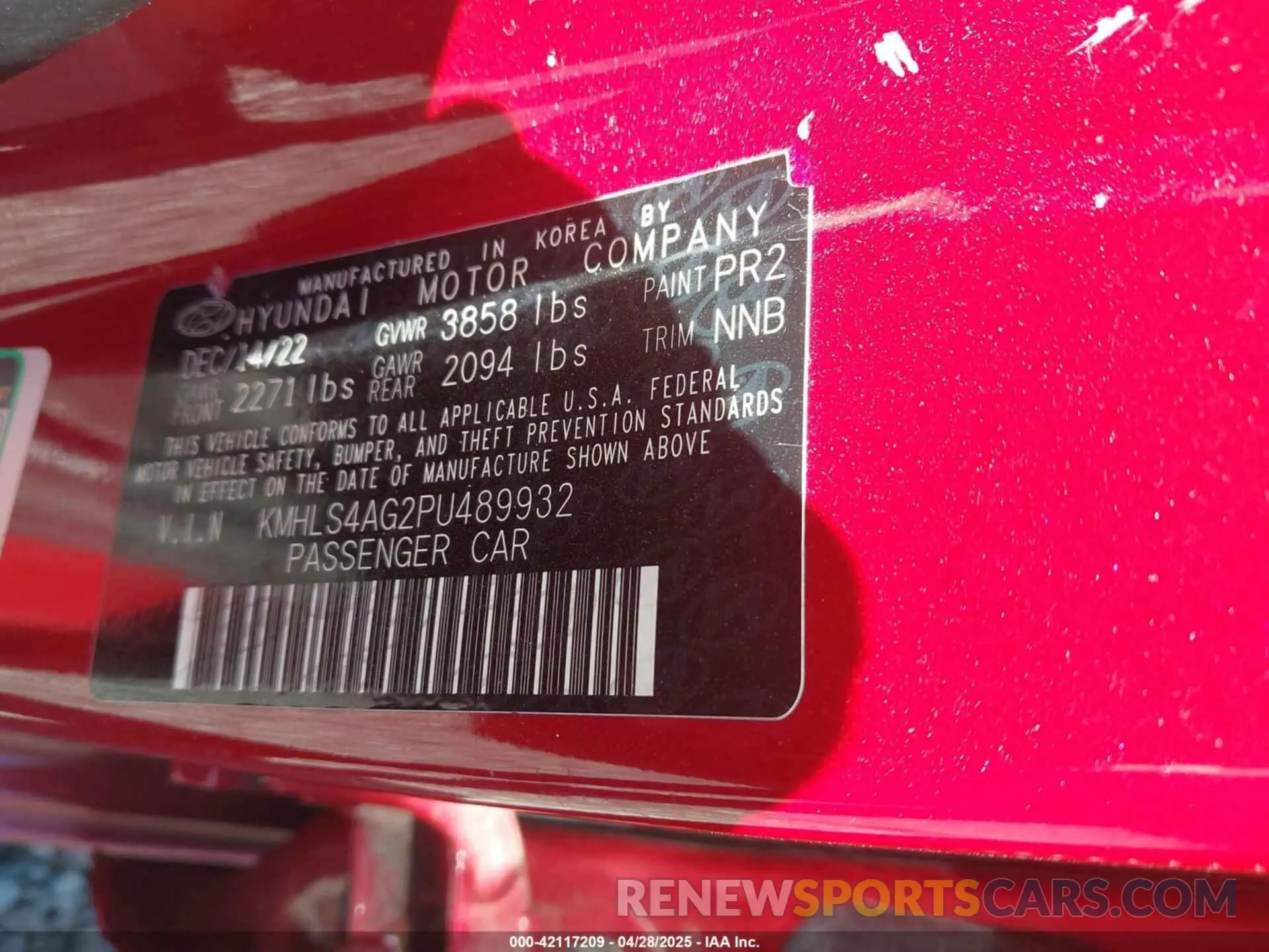 9 Фотография поврежденного автомобиля KMHLS4AG2PU489932 HYUNDAI ELANTRA 2023