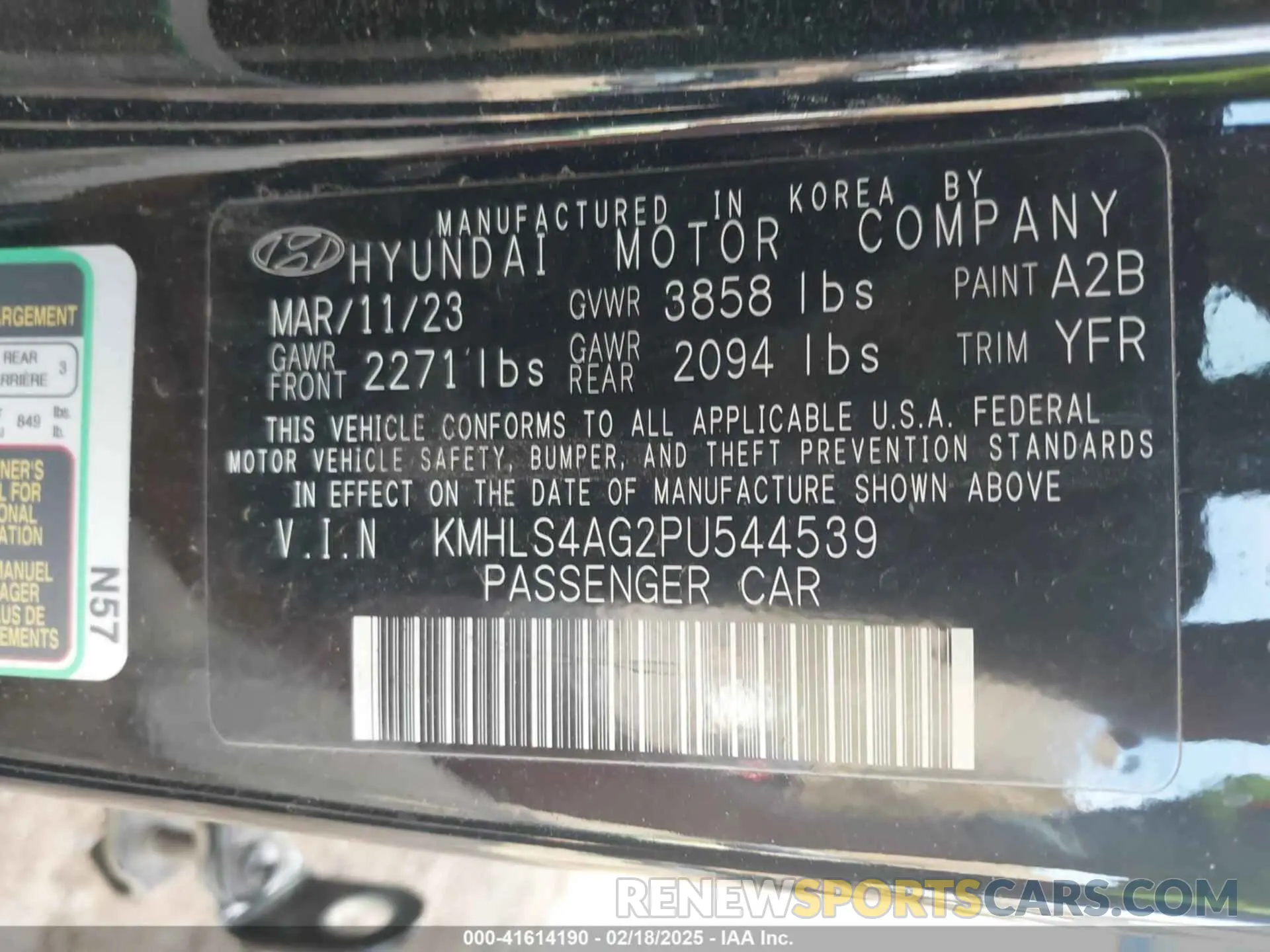 9 Фотография поврежденного автомобиля KMHLS4AG2PU544539 HYUNDAI ELANTRA 2023