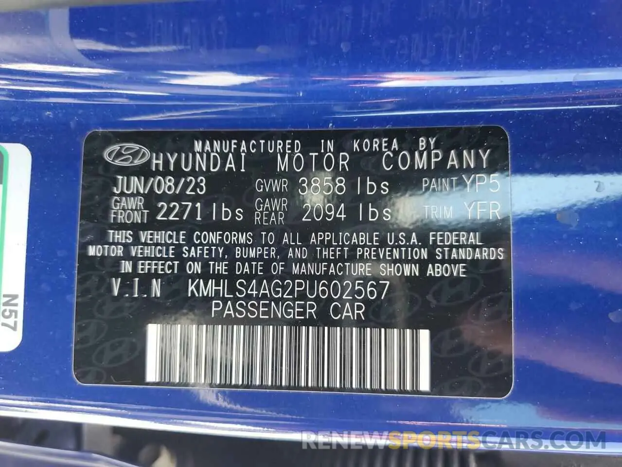 13 Фотография поврежденного автомобиля KMHLS4AG2PU602567 HYUNDAI ELANTRA 2023