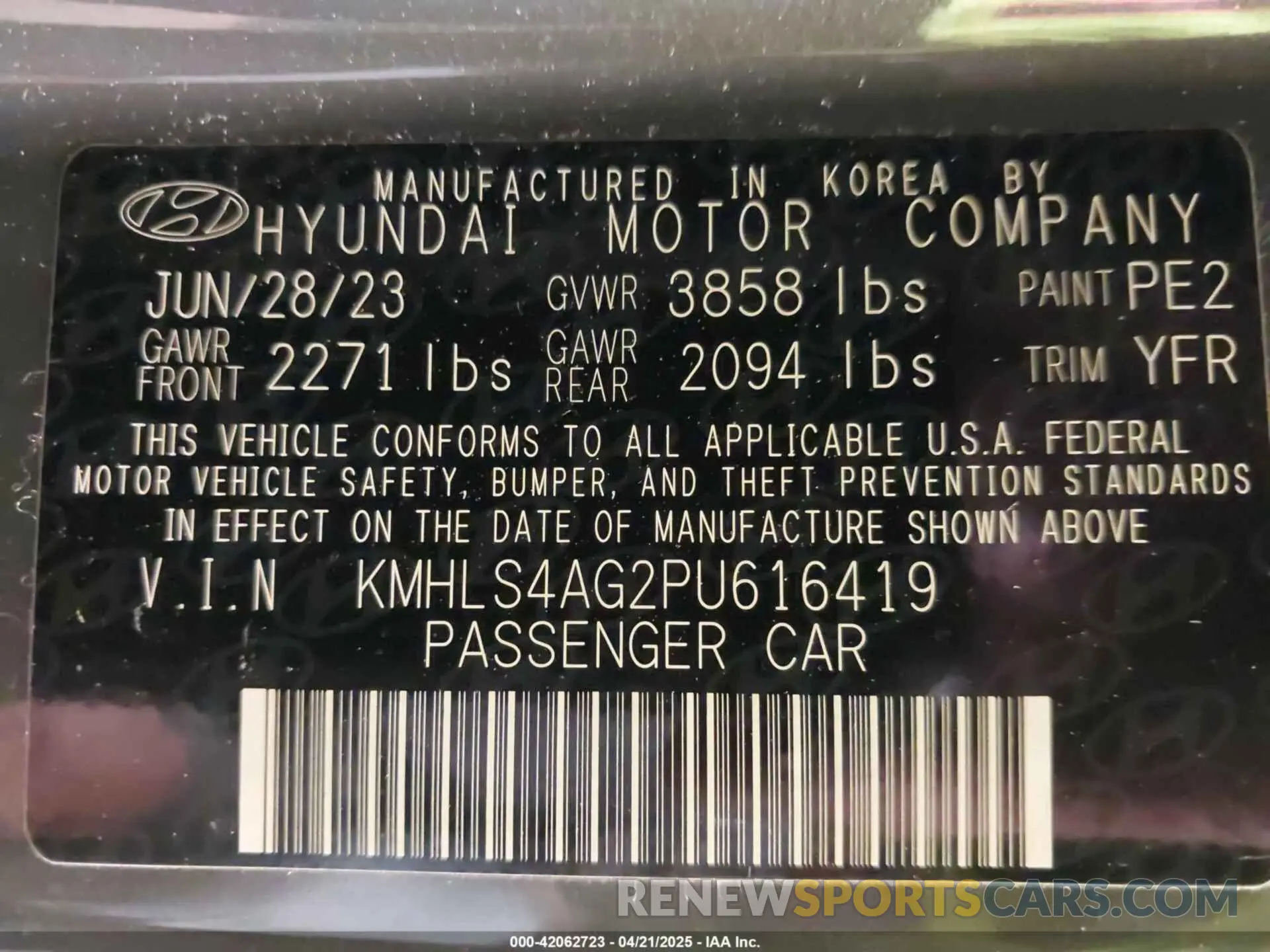 9 Photograph of a damaged car KMHLS4AG2PU616419 HYUNDAI ELANTRA 2023