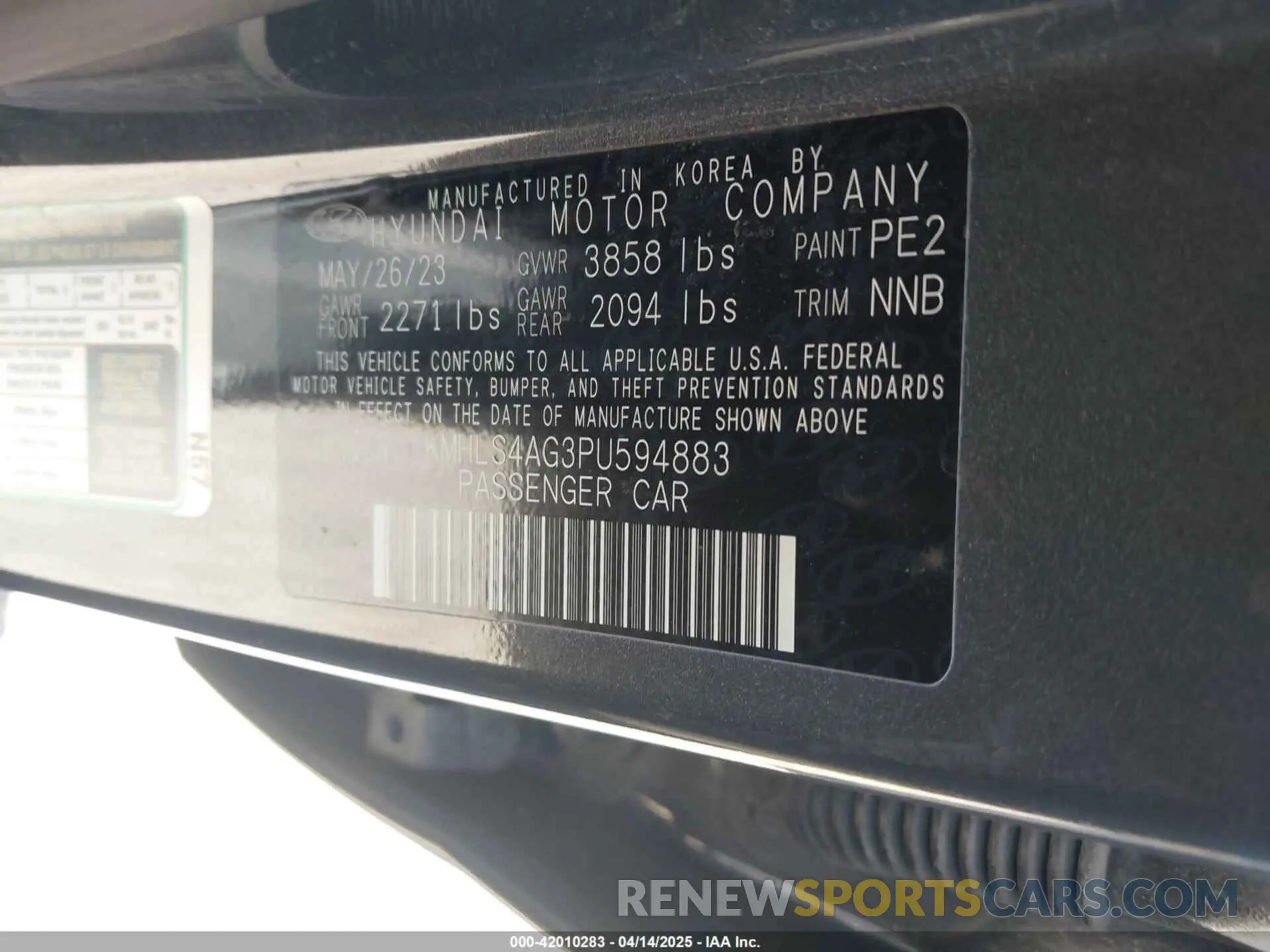 9 Photograph of a damaged car KMHLS4AG3PU594883 HYUNDAI ELANTRA 2023