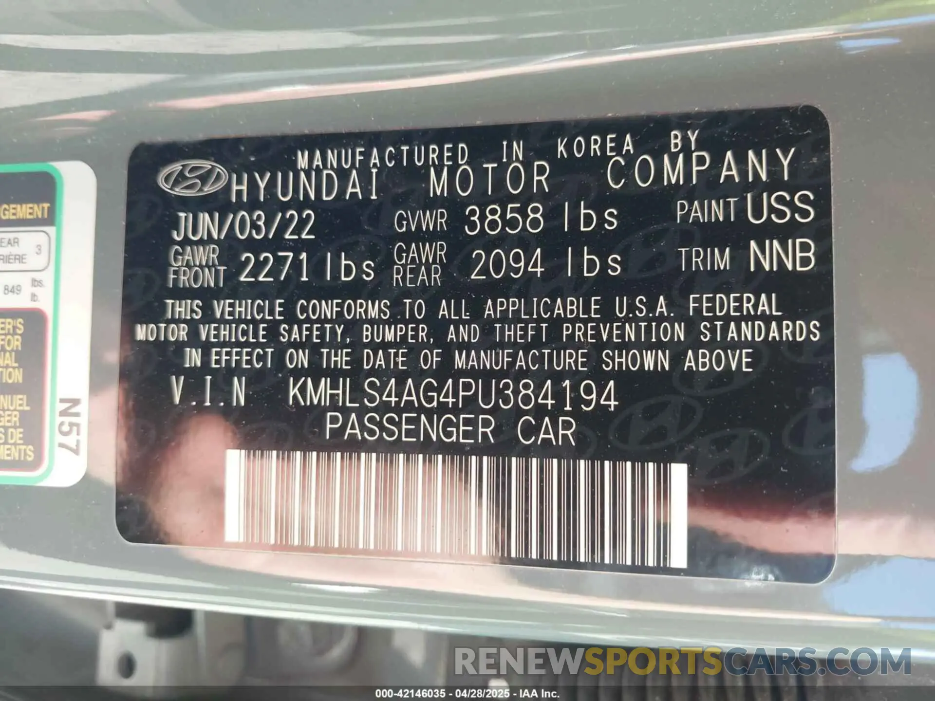 9 Фотография поврежденного автомобиля KMHLS4AG4PU384194 HYUNDAI ELANTRA 2023
