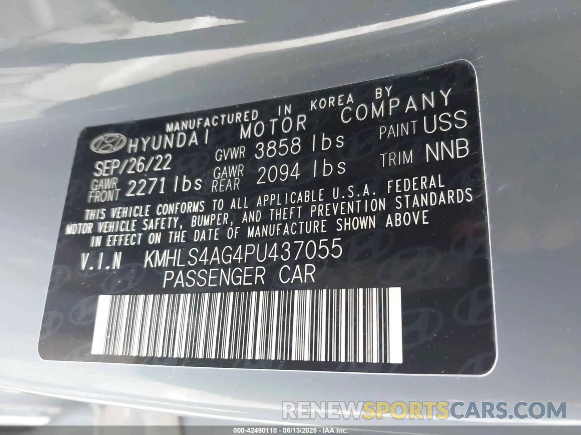 9 Photograph of a damaged car KMHLS4AG4PU437055 HYUNDAI ELANTRA 2023