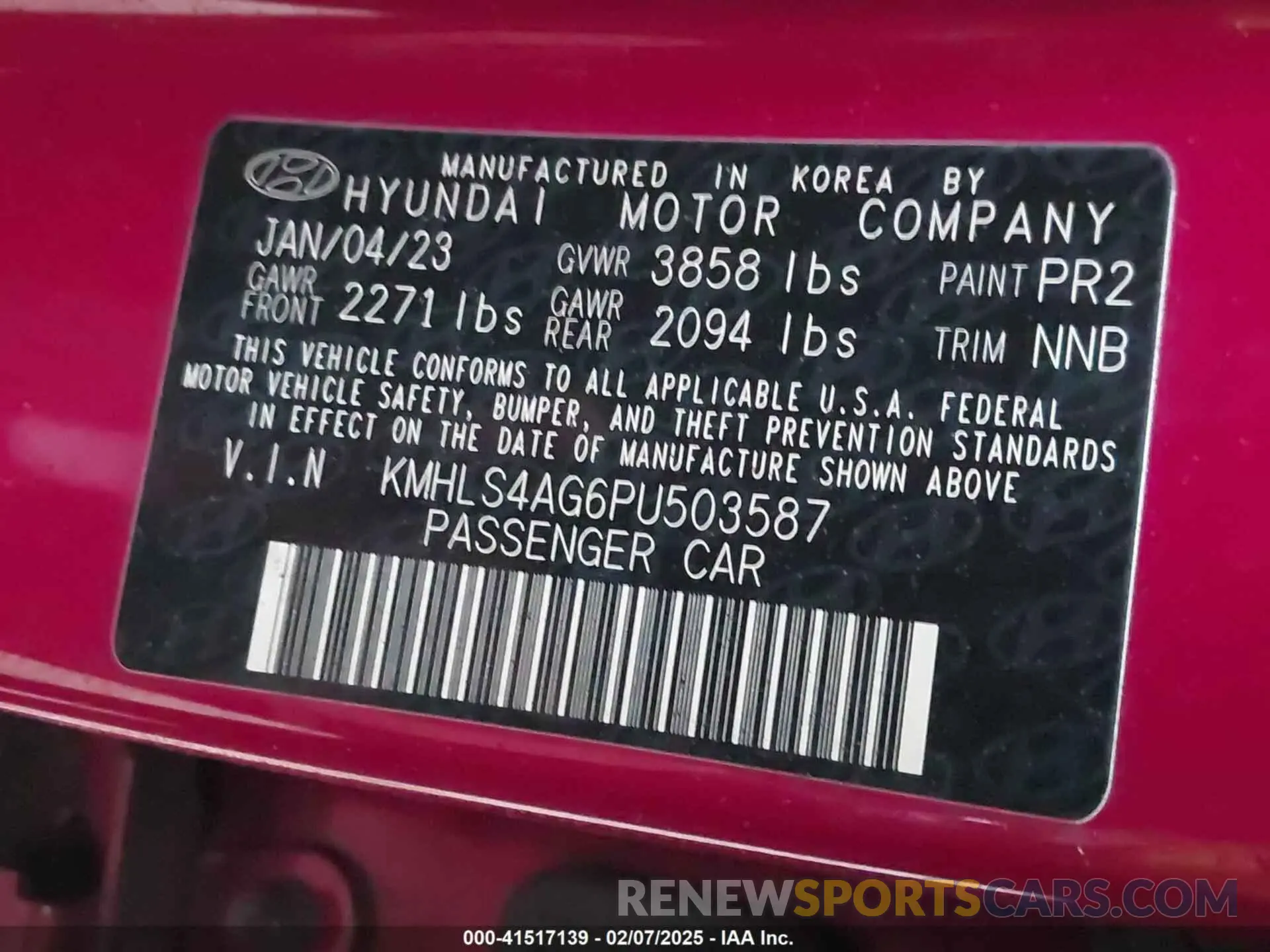 9 Photograph of a damaged car KMHLS4AG6PU503587 HYUNDAI ELANTRA 2023