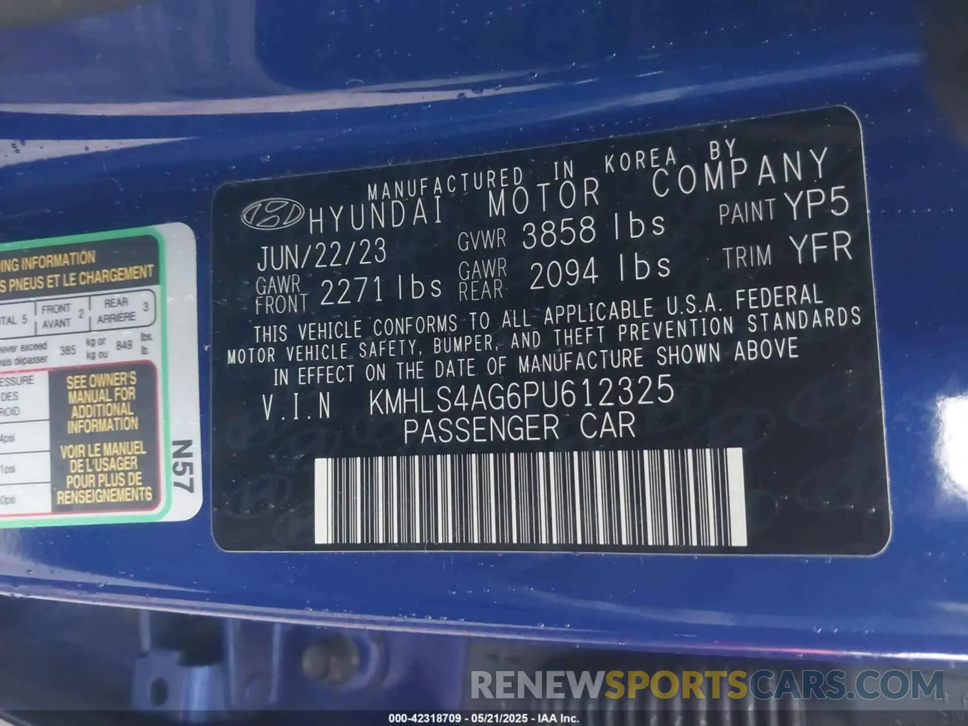 9 Photograph of a damaged car KMHLS4AG6PU612325 HYUNDAI ELANTRA 2023