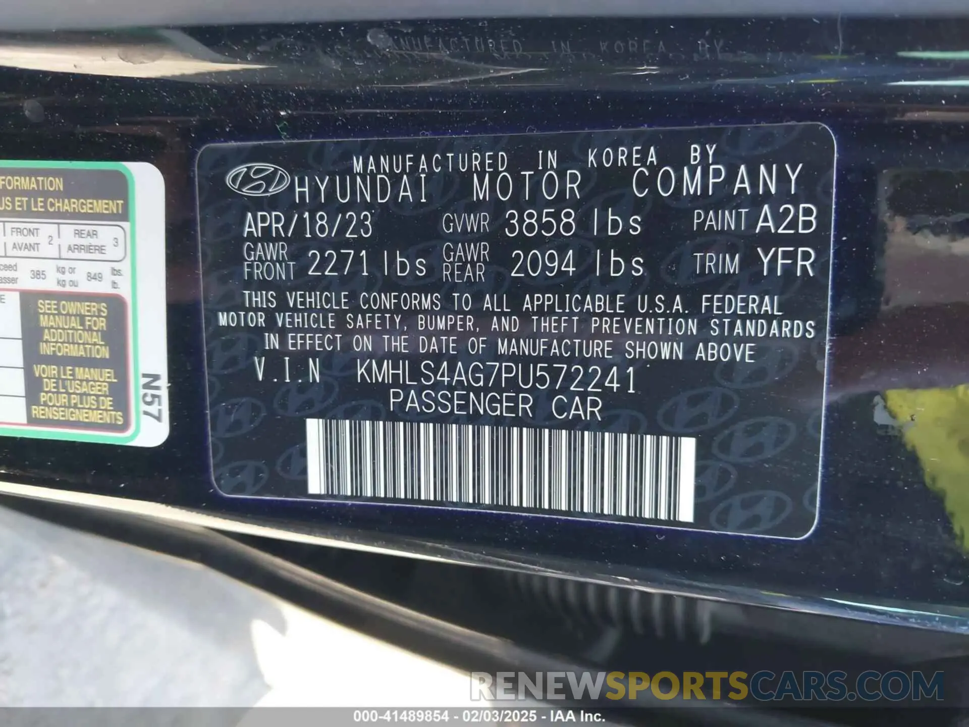 9 Фотография поврежденного автомобиля KMHLS4AG7PU572241 HYUNDAI ELANTRA 2023