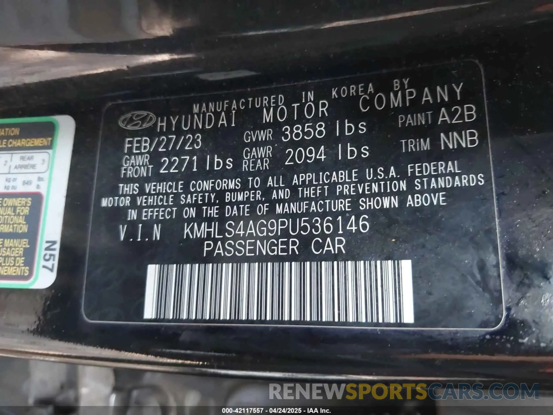 9 Photograph of a damaged car KMHLS4AG9PU536146 HYUNDAI ELANTRA 2023
