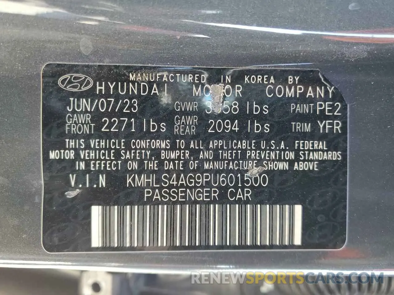13 Photograph of a damaged car KMHLS4AG9PU601500 HYUNDAI ELANTRA 2023