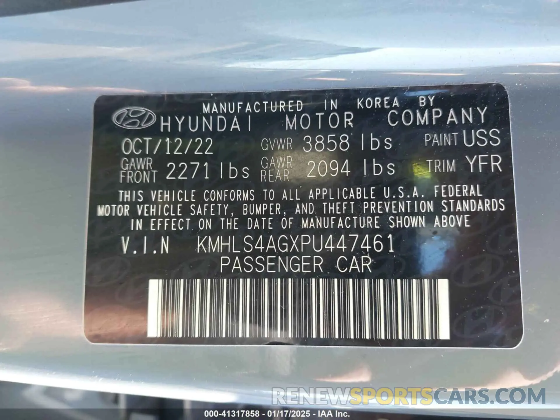 9 Photograph of a damaged car KMHLS4AGXPU447461 HYUNDAI ELANTRA 2023