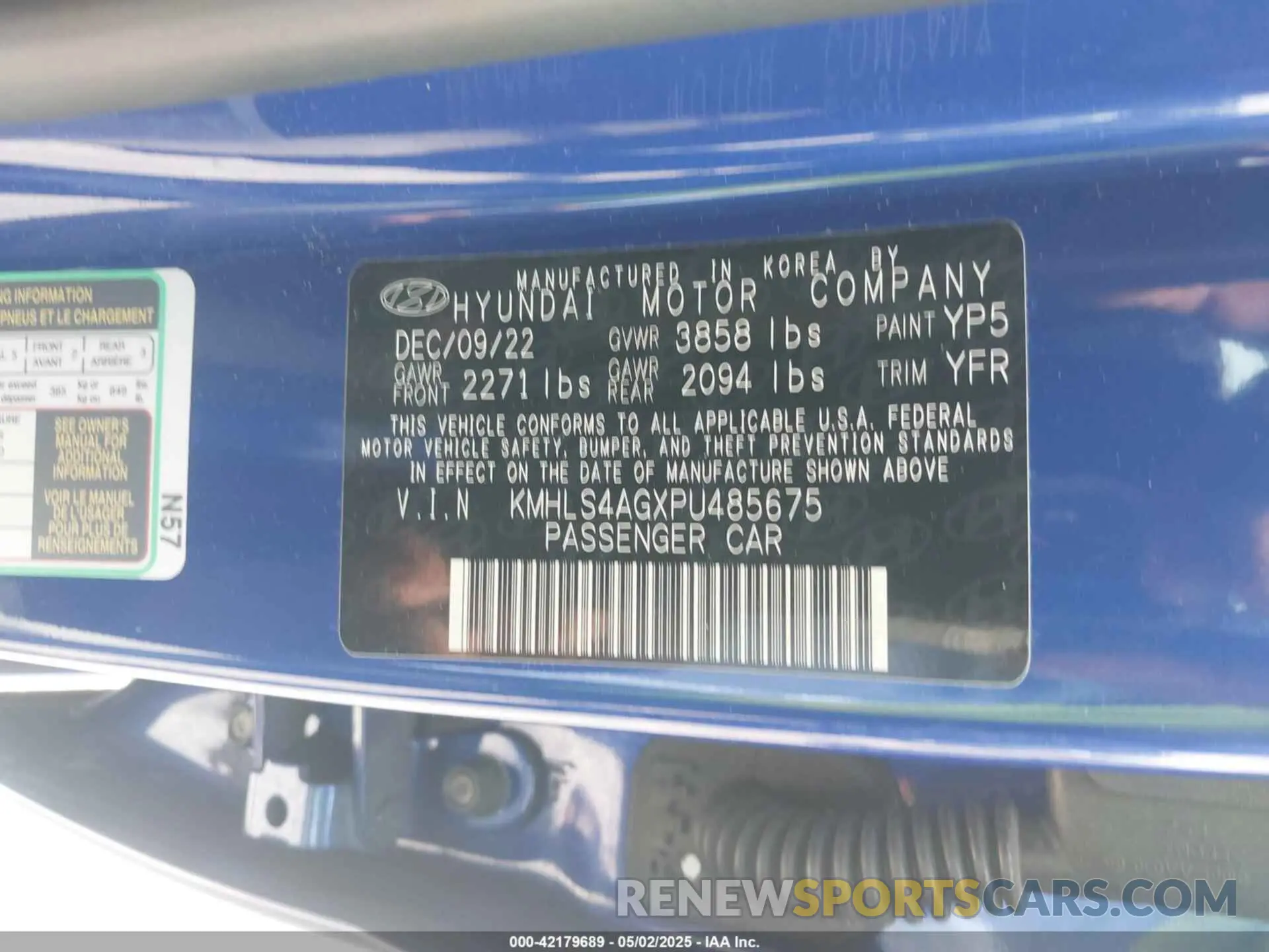 9 Фотография поврежденного автомобиля KMHLS4AGXPU485675 HYUNDAI ELANTRA 2023