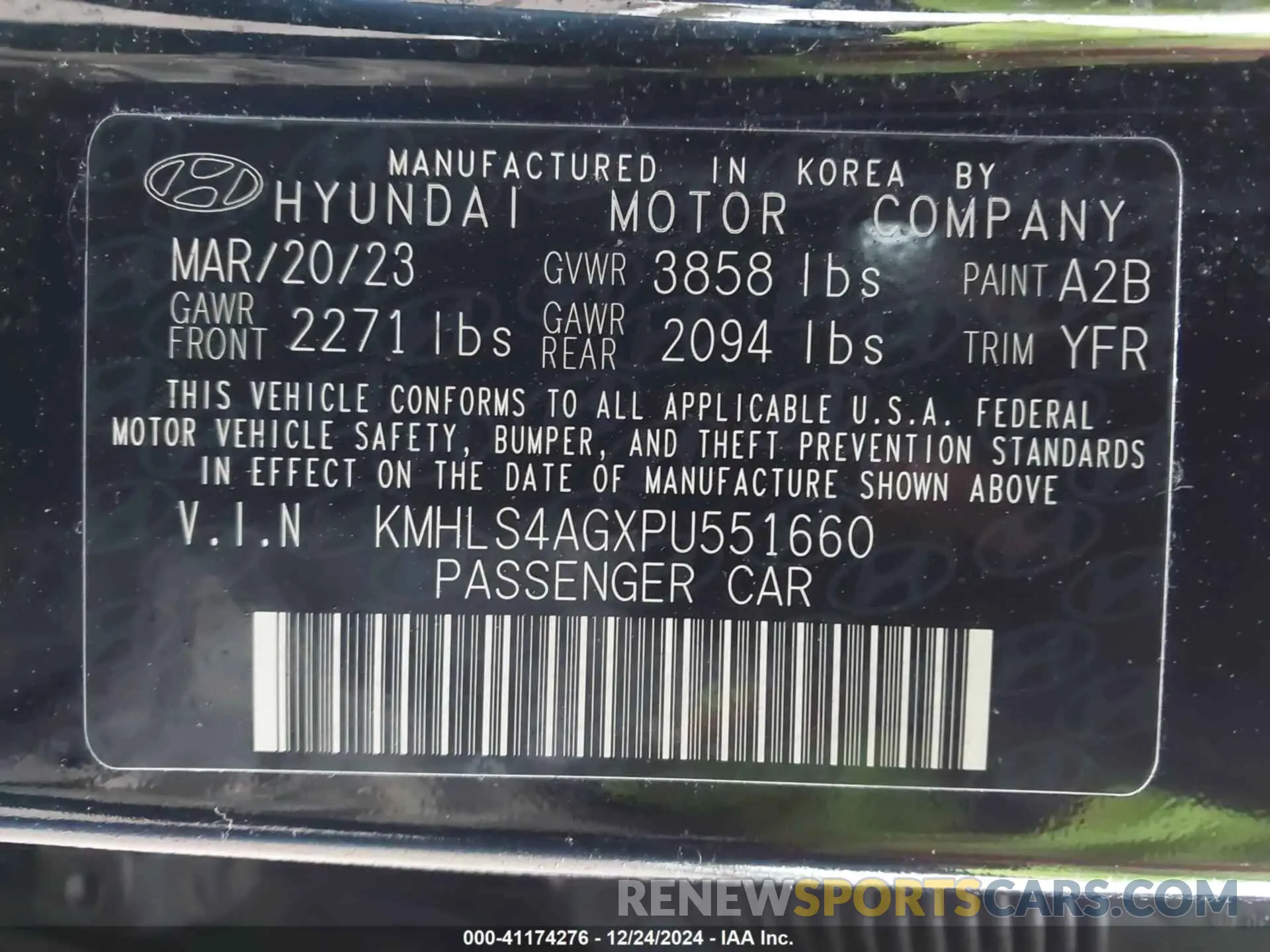 9 Photograph of a damaged car KMHLS4AGXPU551660 HYUNDAI ELANTRA 2023