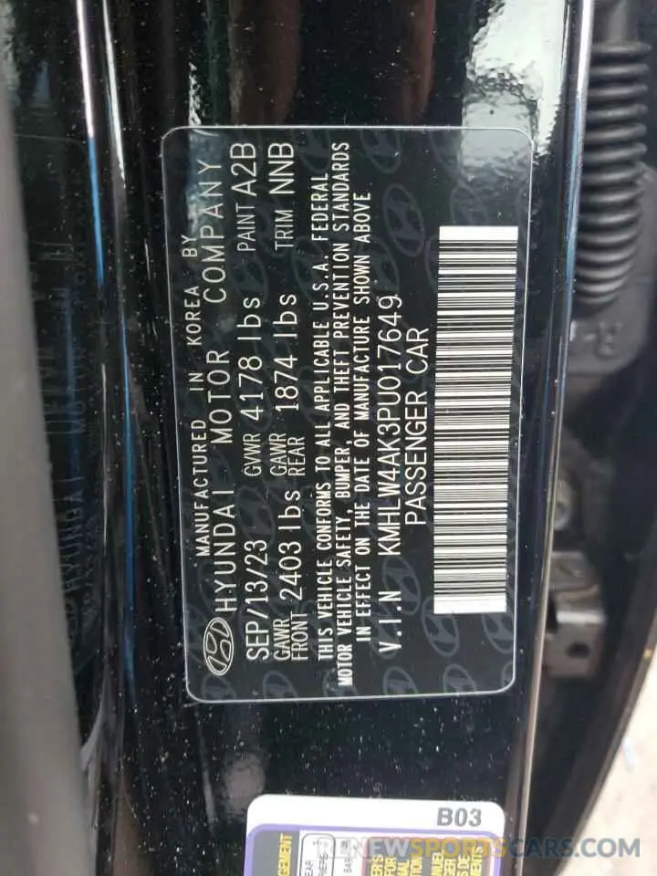 14 Photograph of a damaged car KMHLW4AK3PU017649 HYUNDAI ELANTRA 2023