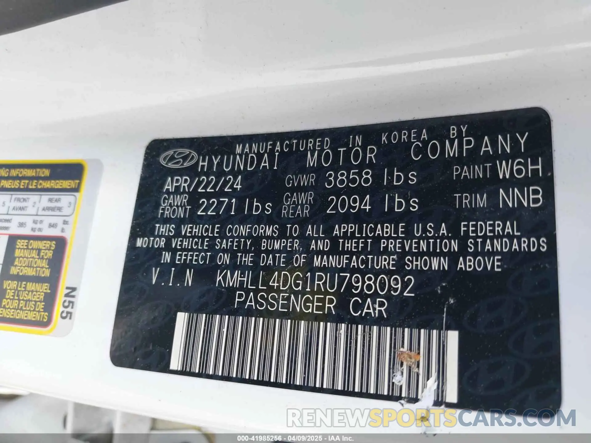 9 Photograph of a damaged car KMHLL4DG1RU798092 HYUNDAI ELANTRA 2024