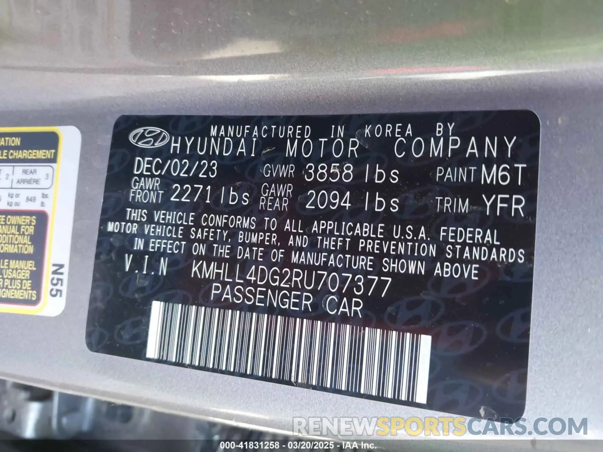 9 Photograph of a damaged car KMHLL4DG2RU707377 HYUNDAI ELANTRA 2024