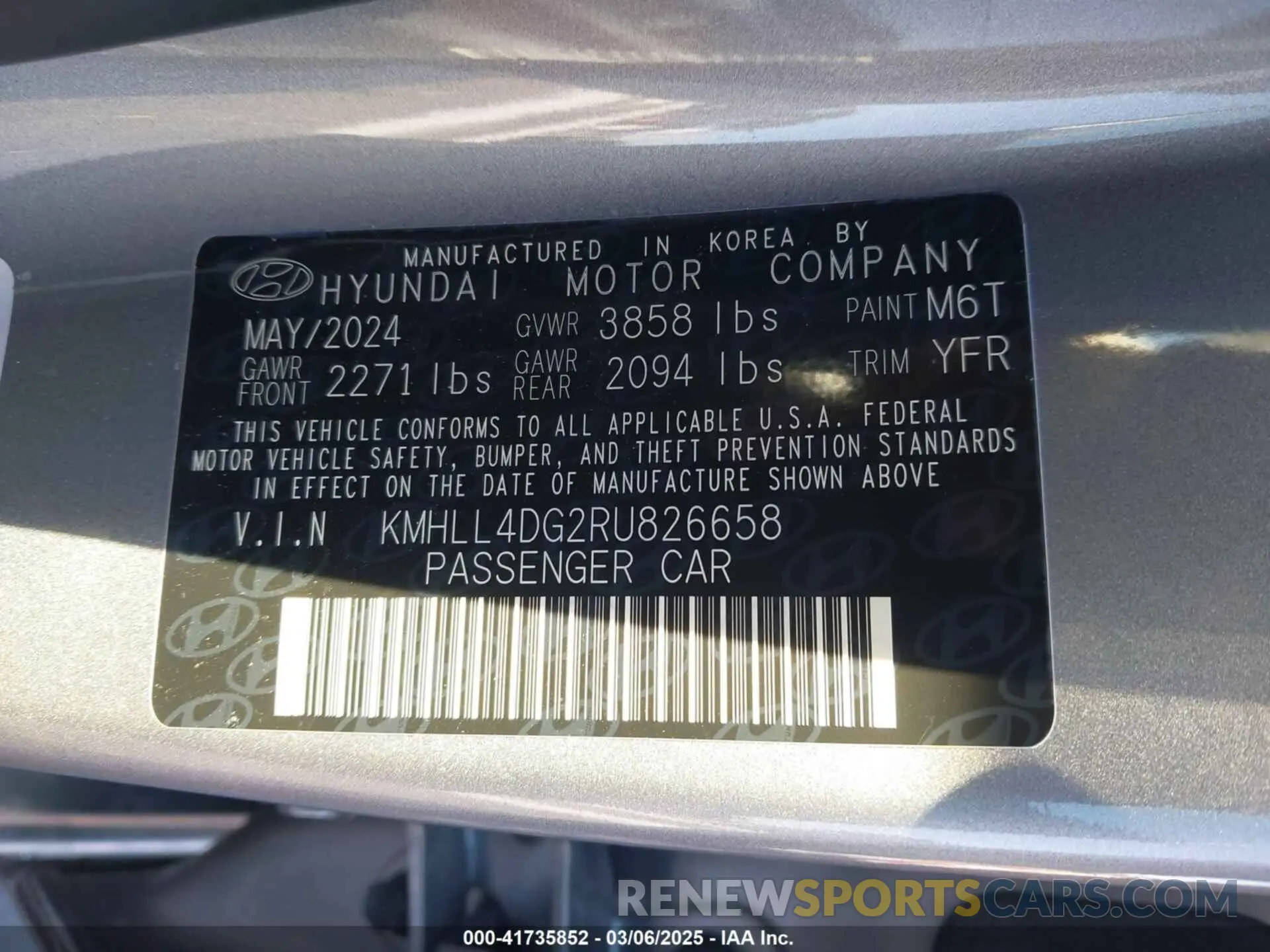 9 Photograph of a damaged car KMHLL4DG2RU826658 HYUNDAI ELANTRA 2024