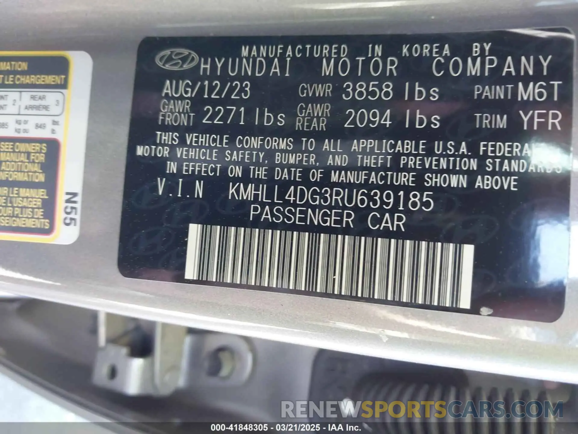 9 Фотография поврежденного автомобиля KMHLL4DG3RU639185 HYUNDAI ELANTRA 2024