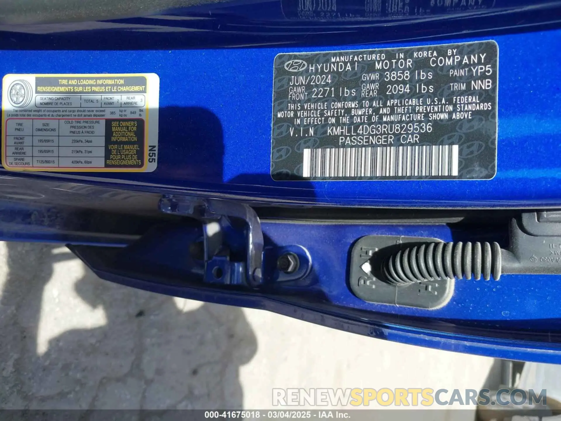 9 Фотография поврежденного автомобиля KMHLL4DG3RU829536 HYUNDAI ELANTRA 2024