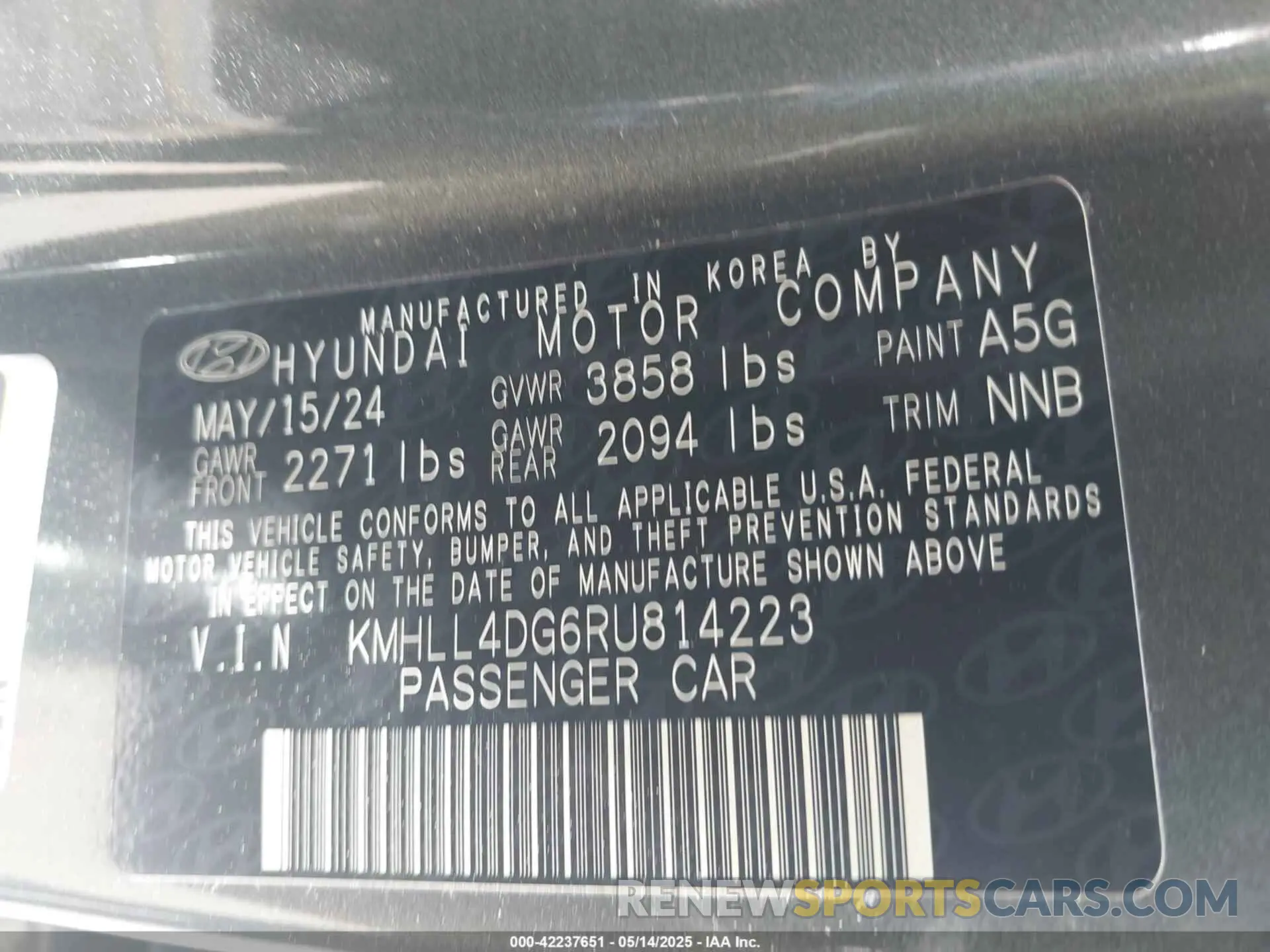 9 Photograph of a damaged car KMHLL4DG6RU814223 HYUNDAI ELANTRA 2024