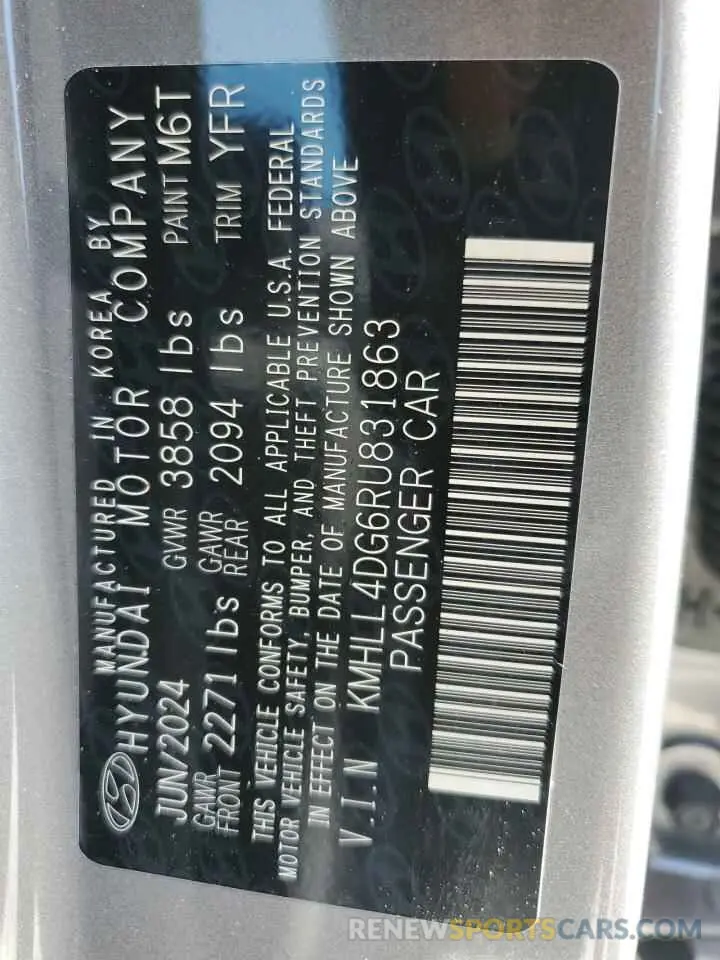 13 Photograph of a damaged car KMHLL4DG6RU831863 HYUNDAI ELANTRA 2024