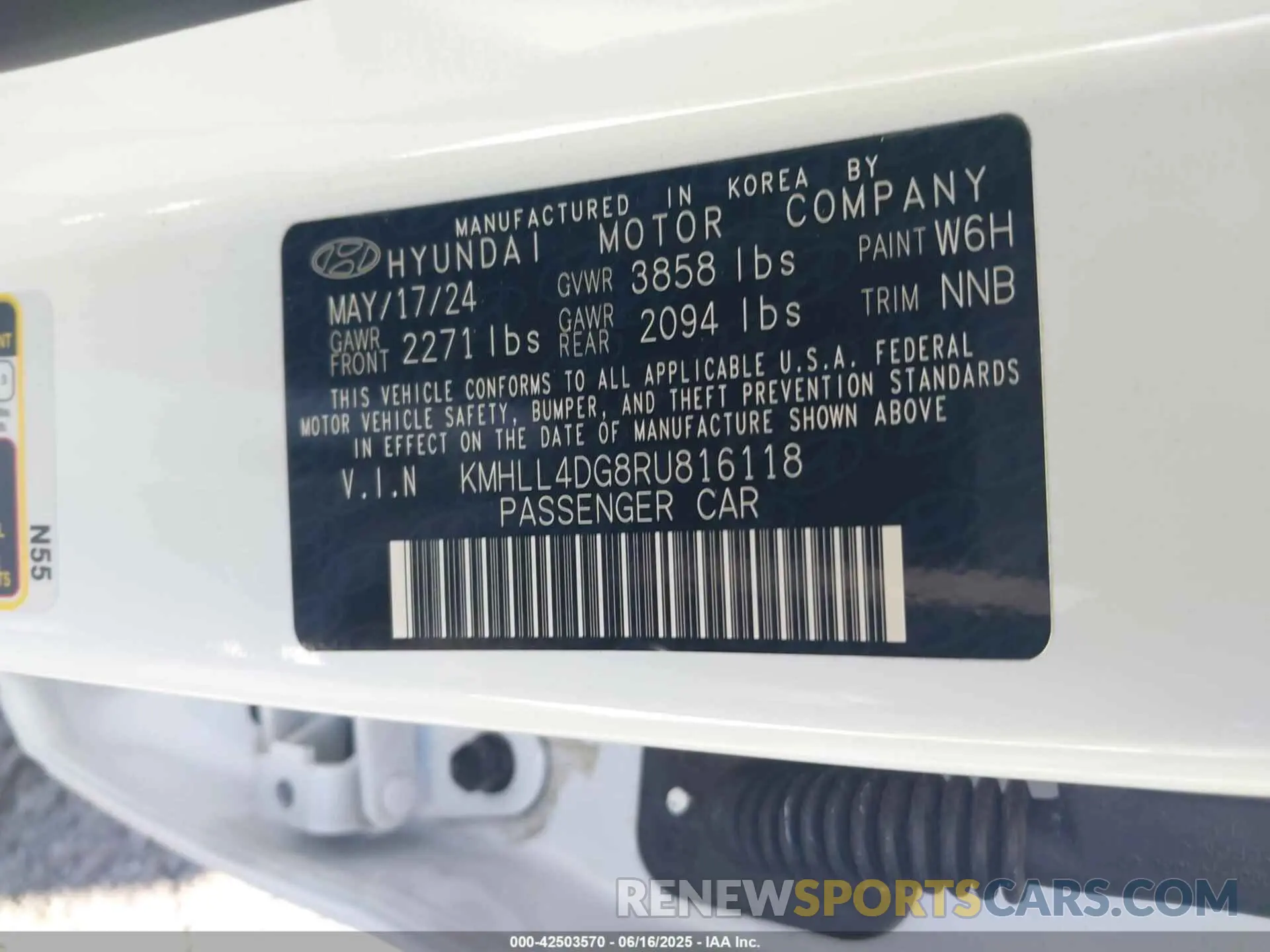 9 Фотография поврежденного автомобиля KMHLL4DG8RU816118 HYUNDAI ELANTRA 2024