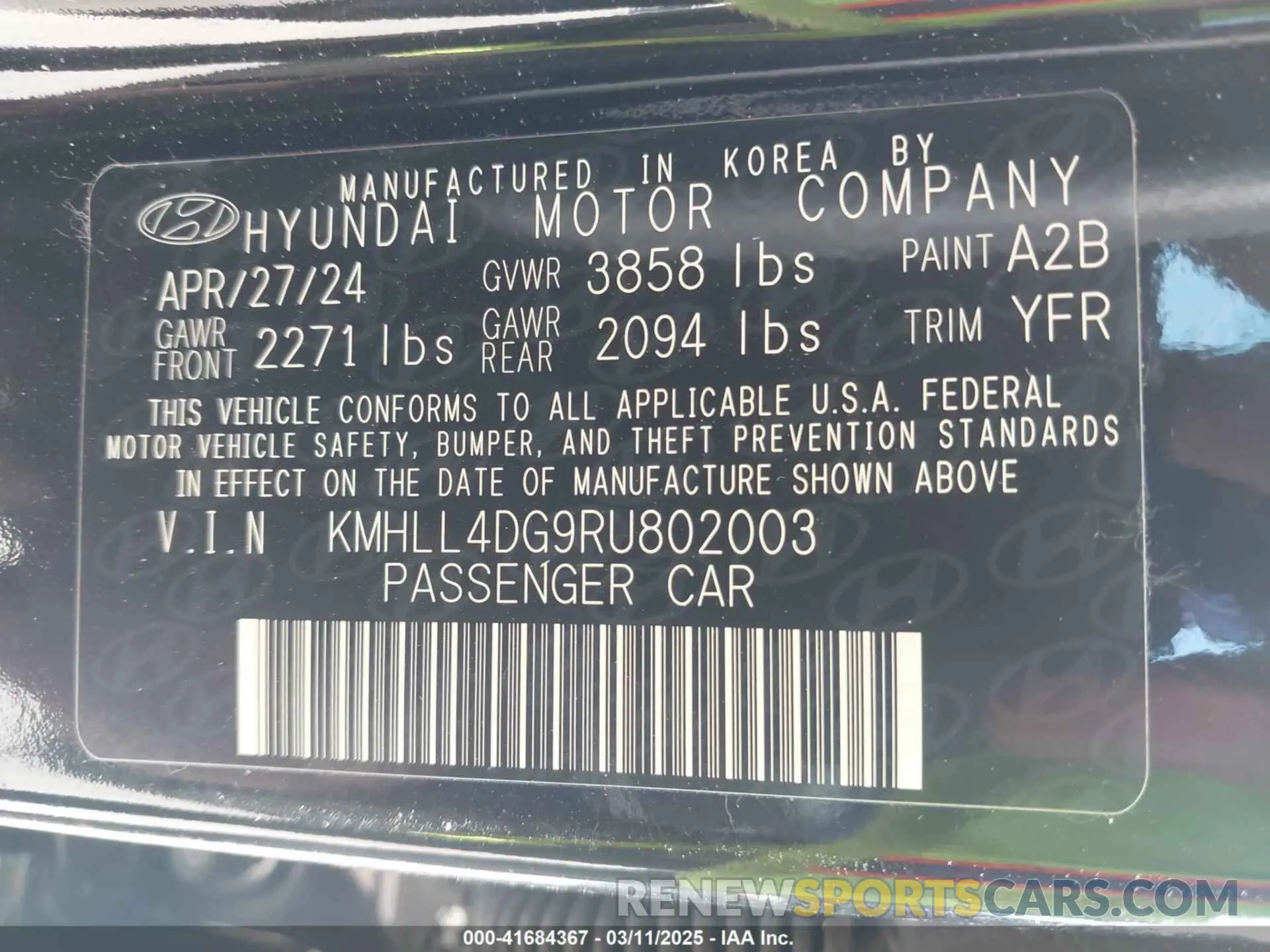 9 Фотография поврежденного автомобиля KMHLL4DG9RU802003 HYUNDAI ELANTRA 2024