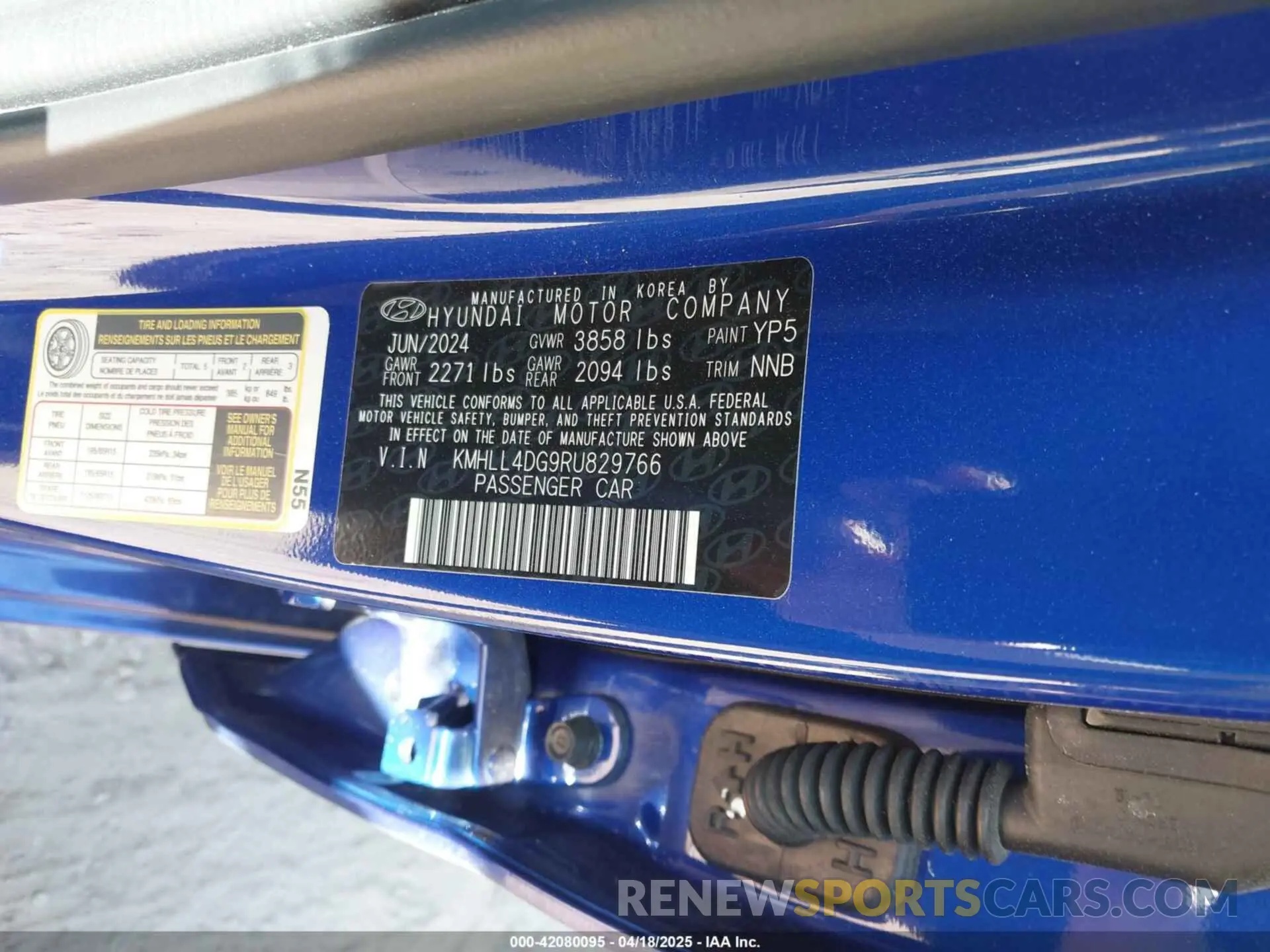 9 Фотография поврежденного автомобиля KMHLL4DG9RU829766 HYUNDAI ELANTRA 2024