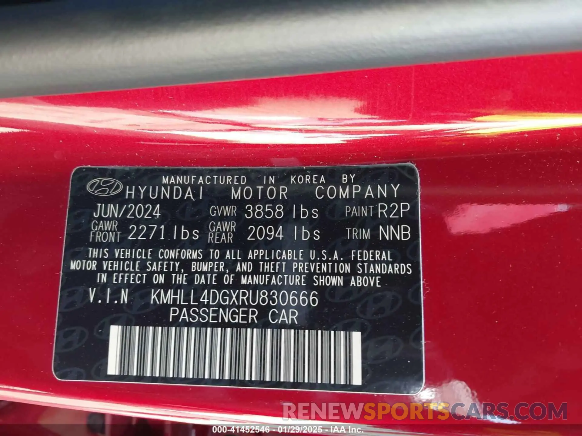 9 Photograph of a damaged car KMHLL4DGXRU830666 HYUNDAI ELANTRA 2024