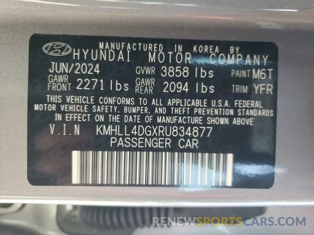 12 Photograph of a damaged car KMHLL4DGXRU834877 HYUNDAI ELANTRA 2024