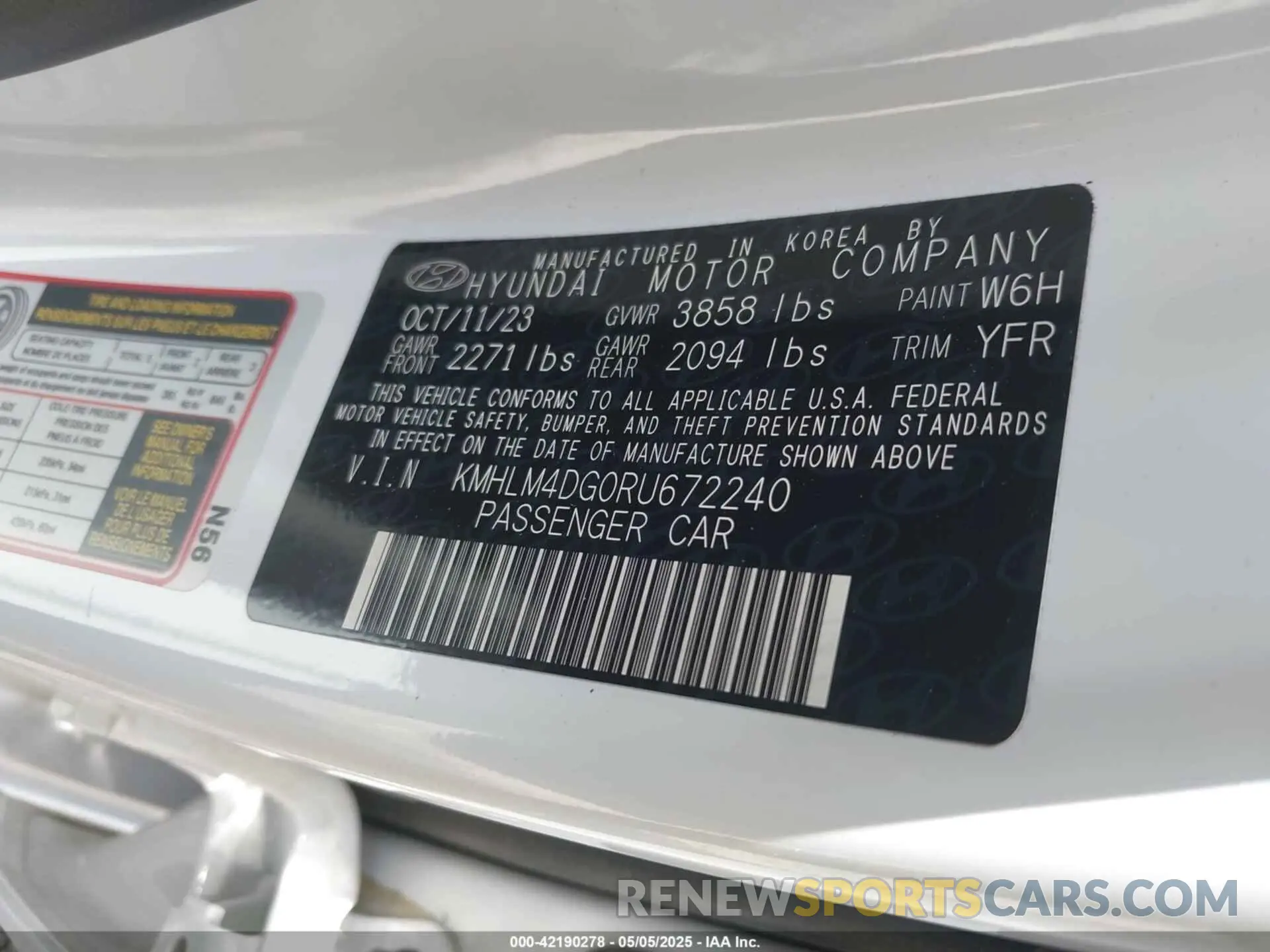 9 Фотография поврежденного автомобиля KMHLM4DG0RU672240 HYUNDAI ELANTRA 2024