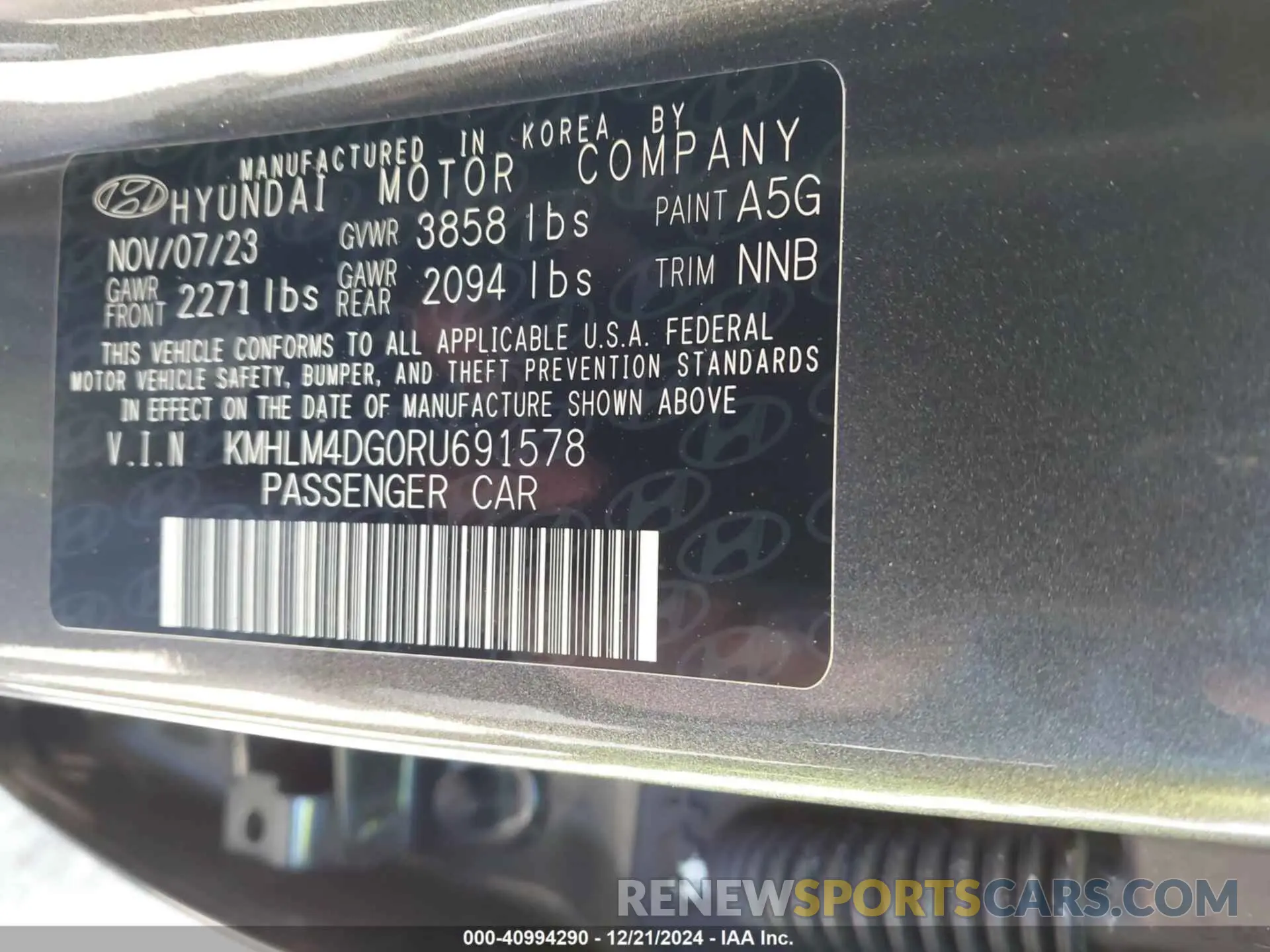 9 Photograph of a damaged car KMHLM4DG0RU691578 HYUNDAI ELANTRA 2024