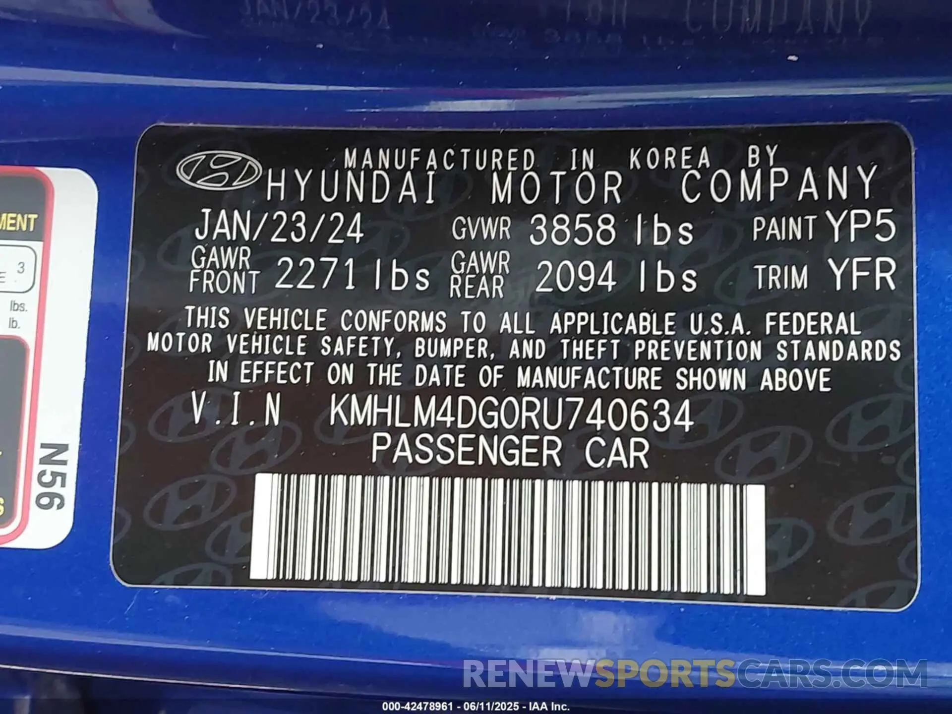 9 Фотография поврежденного автомобиля KMHLM4DG0RU740634 HYUNDAI ELANTRA 2024