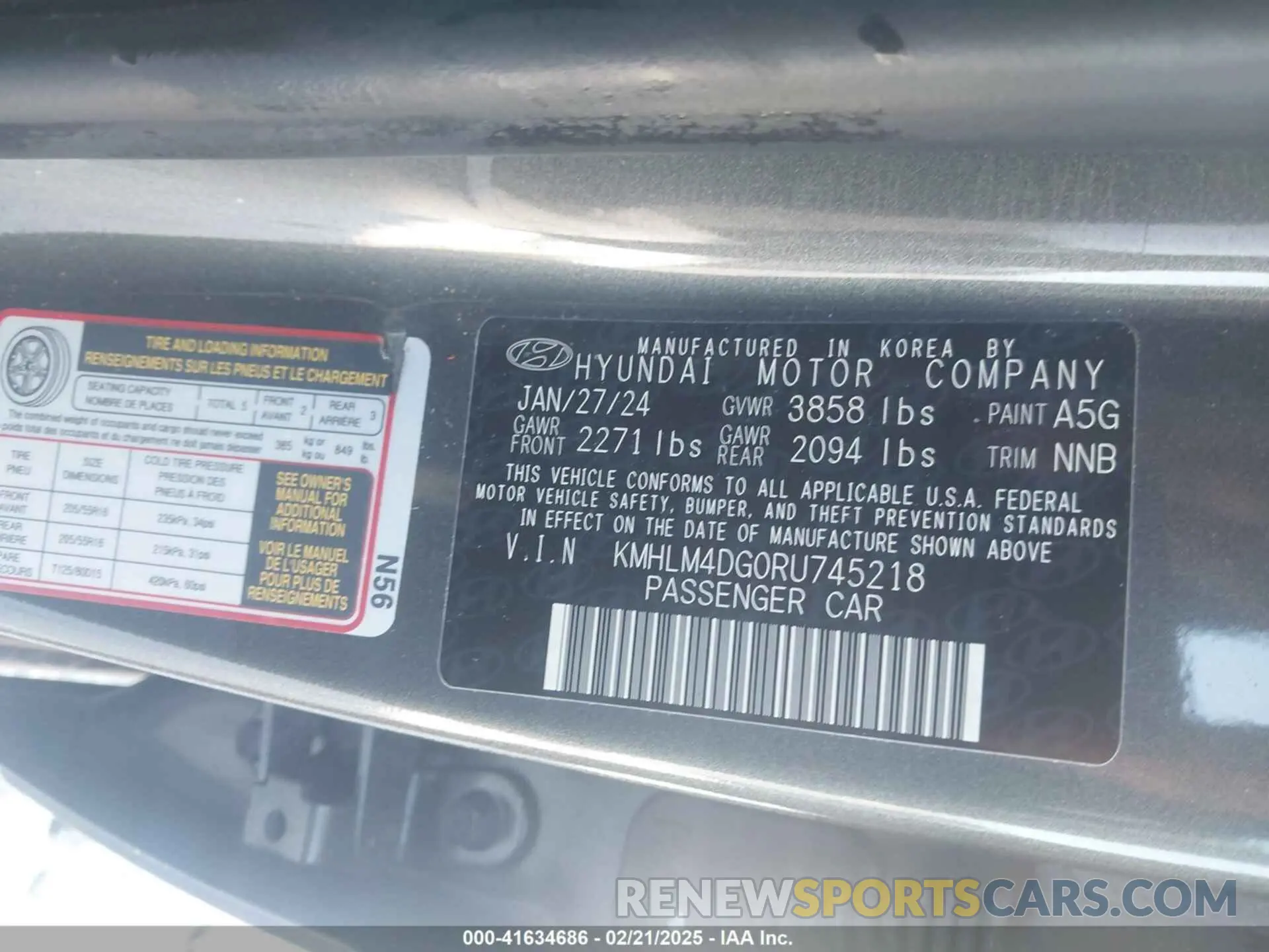 9 Photograph of a damaged car KMHLM4DG0RU745218 HYUNDAI ELANTRA 2024