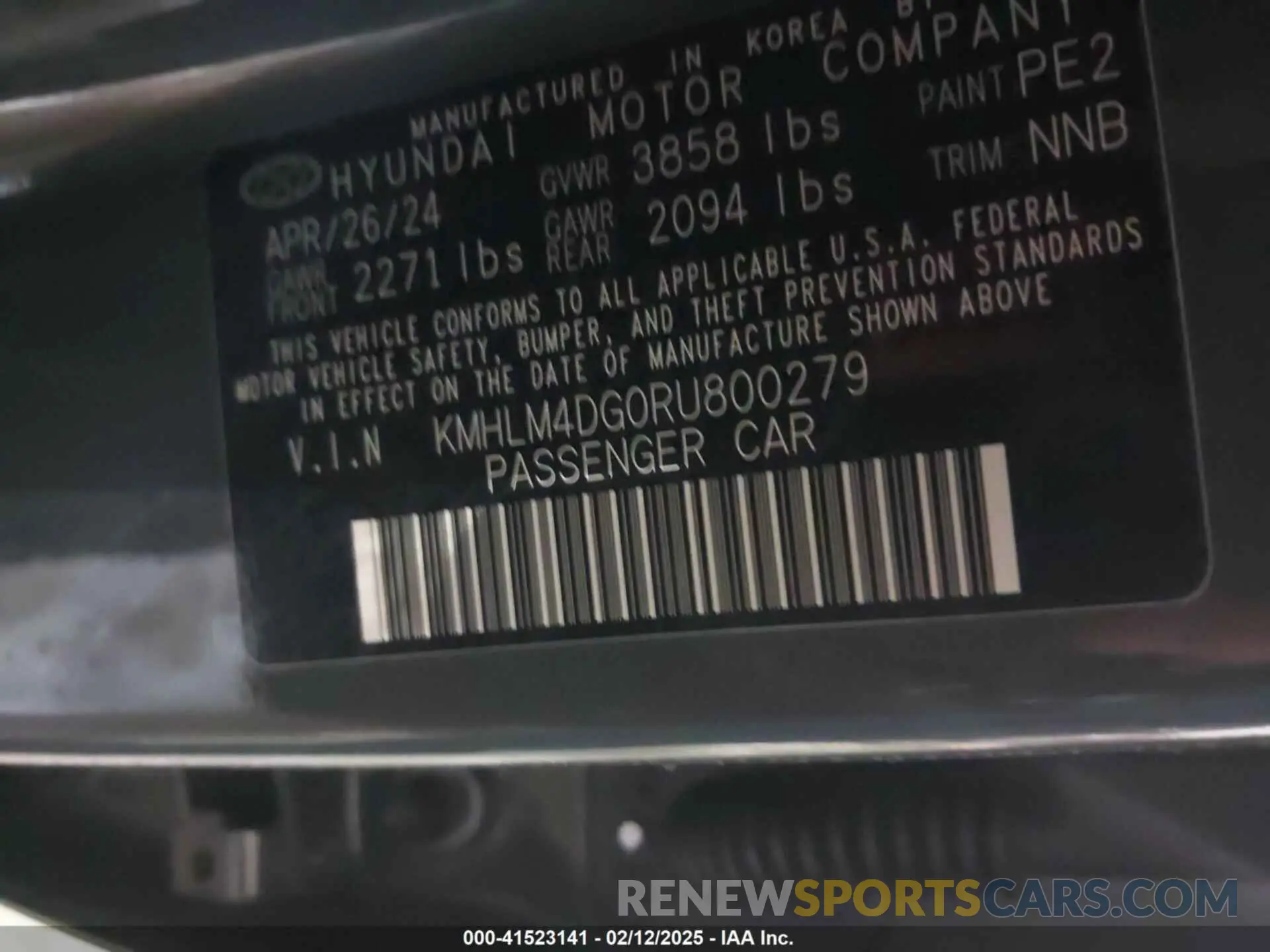 9 Photograph of a damaged car KMHLM4DG0RU800279 HYUNDAI ELANTRA 2024