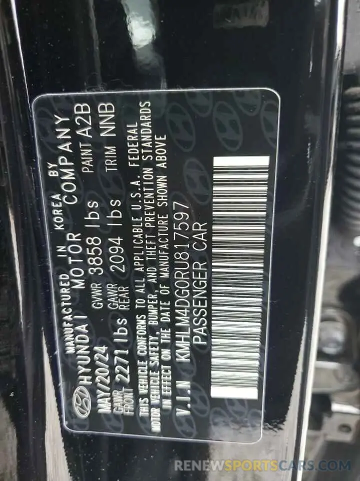 12 Photograph of a damaged car KMHLM4DG0RU817597 HYUNDAI ELANTRA 2024