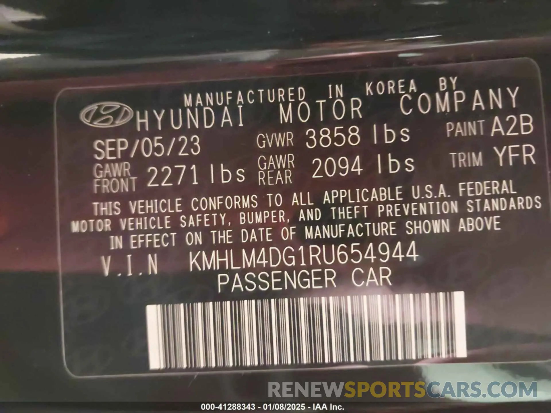 9 Photograph of a damaged car KMHLM4DG1RU654944 HYUNDAI ELANTRA 2024