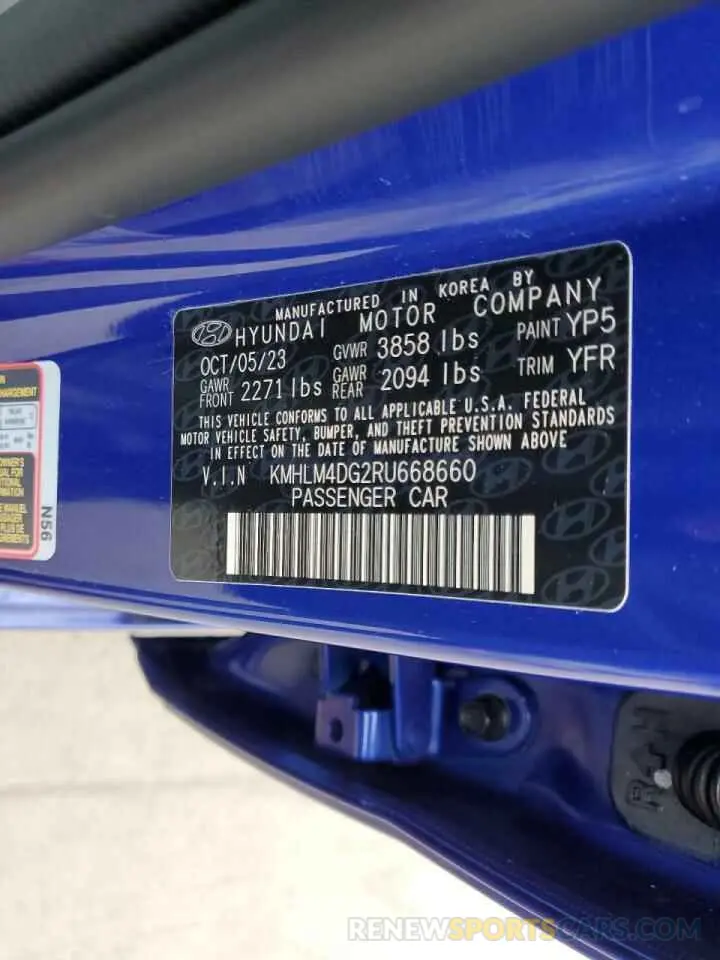 13 Фотография поврежденного автомобиля KMHLM4DG2RU668660 HYUNDAI ELANTRA 2024