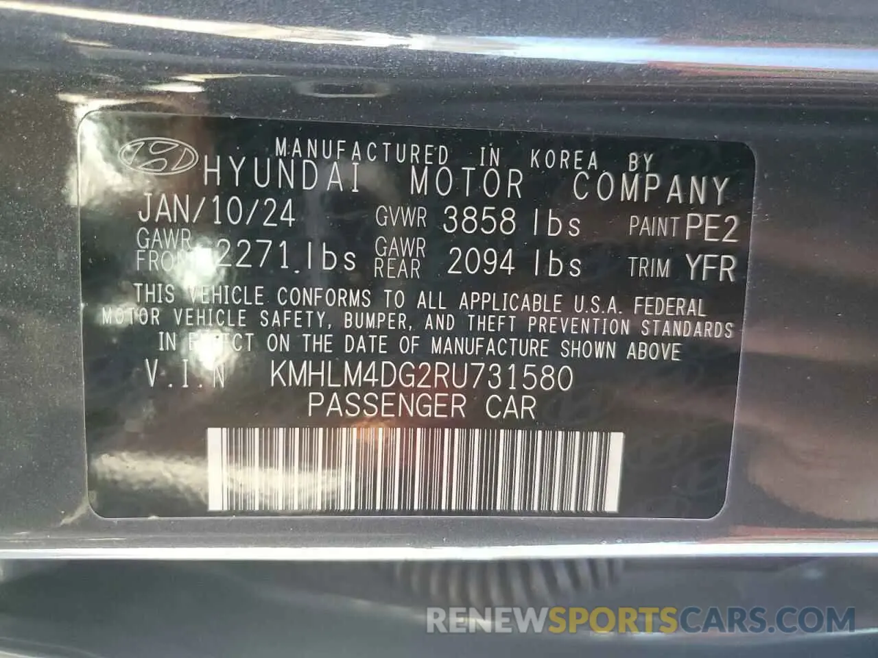 13 Фотография поврежденного автомобиля KMHLM4DG2RU731580 HYUNDAI ELANTRA 2024