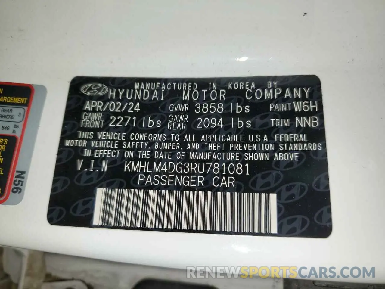 12 Photograph of a damaged car KMHLM4DG3RU781081 HYUNDAI ELANTRA 2024