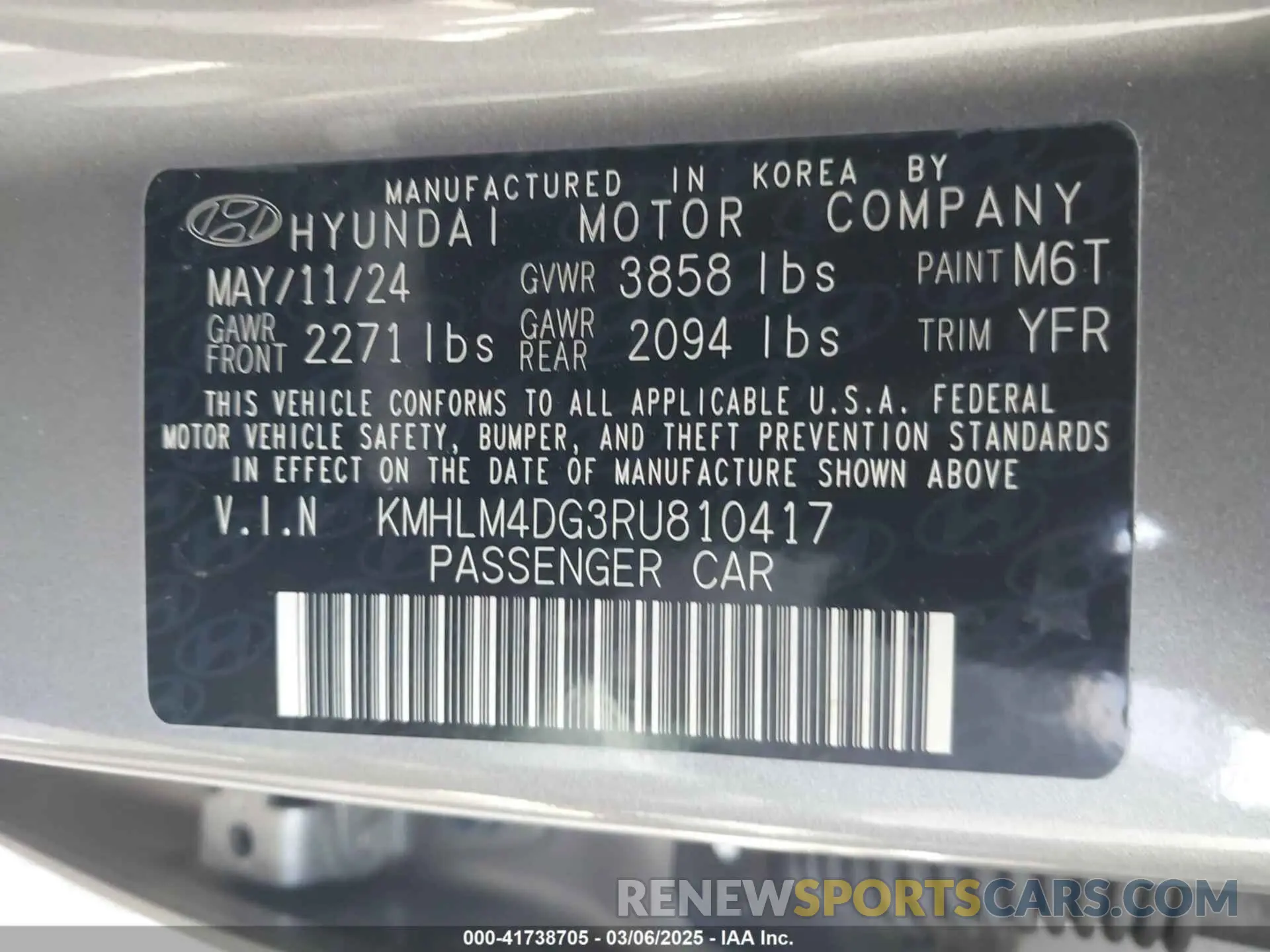 9 Фотография поврежденного автомобиля KMHLM4DG3RU810417 HYUNDAI ELANTRA 2024