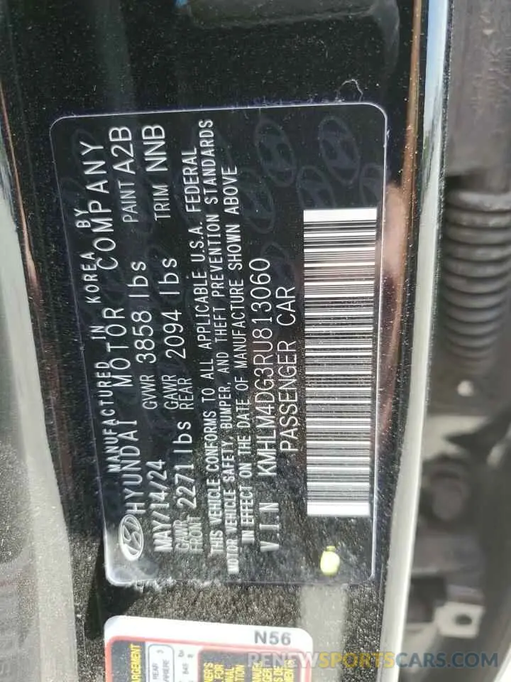 12 Photograph of a damaged car KMHLM4DG3RU813060 HYUNDAI ELANTRA 2024