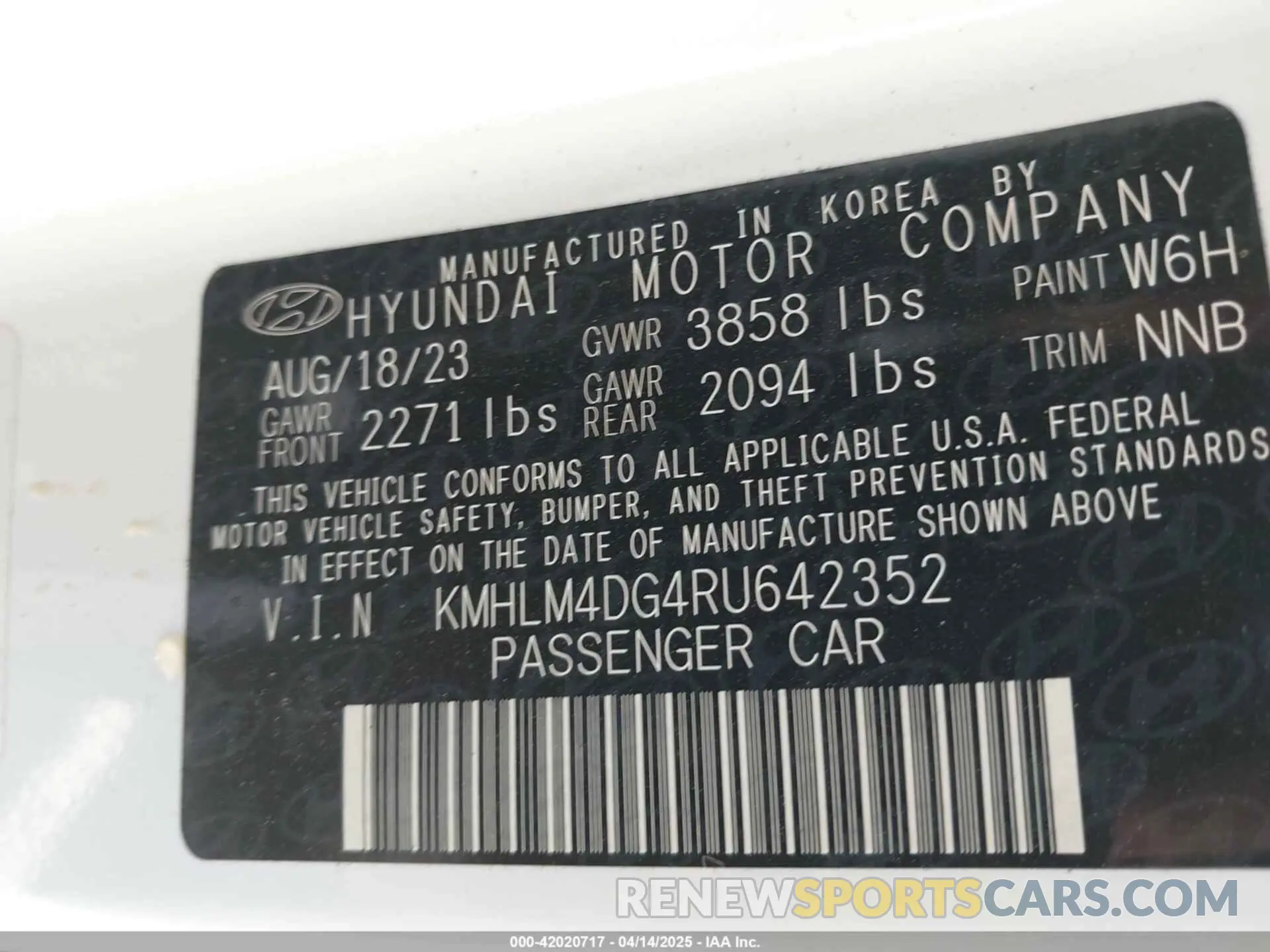 9 Фотография поврежденного автомобиля KMHLM4DG4RU642352 HYUNDAI ELANTRA 2024