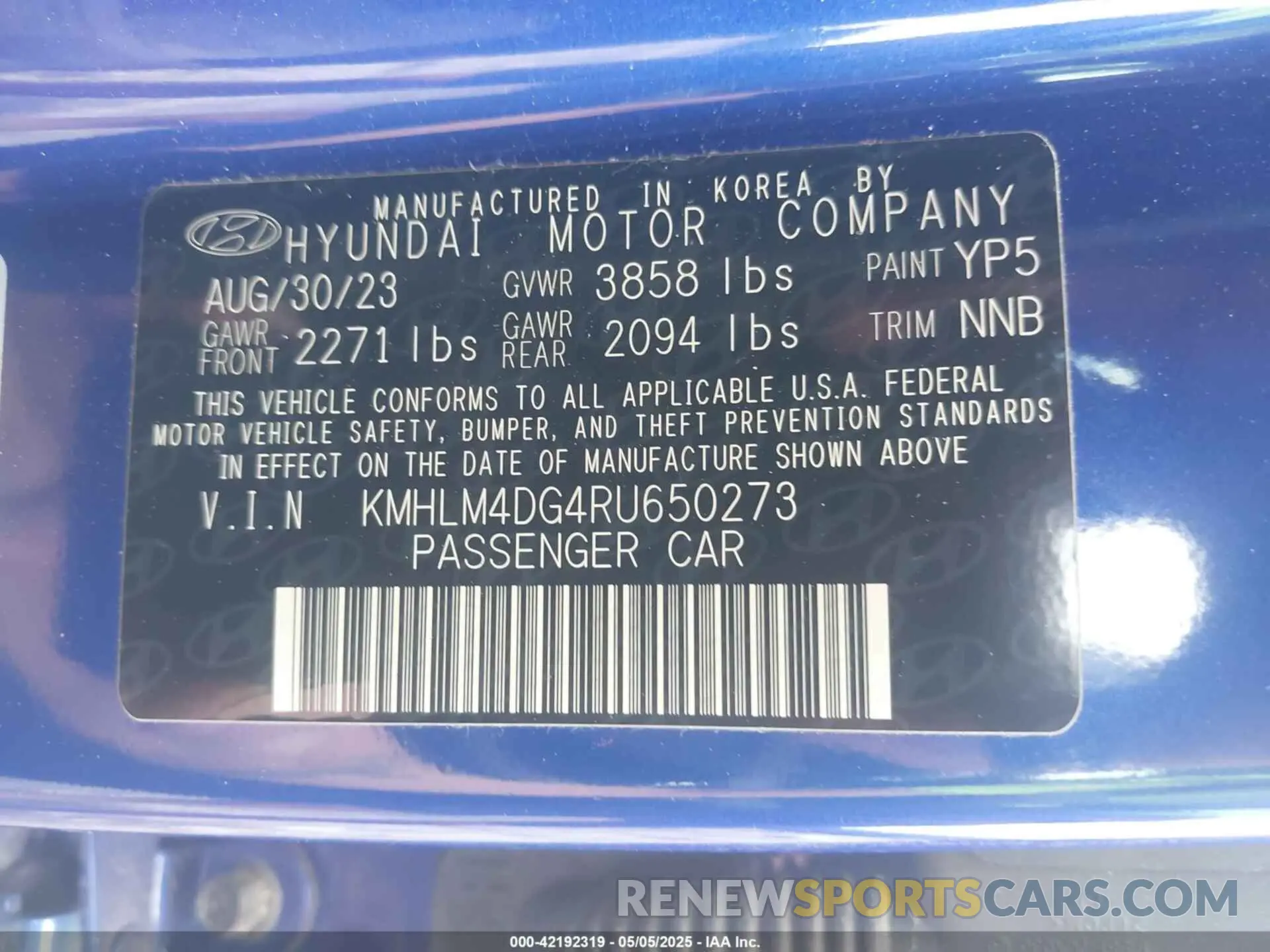 9 Фотография поврежденного автомобиля KMHLM4DG4RU650273 HYUNDAI ELANTRA 2024