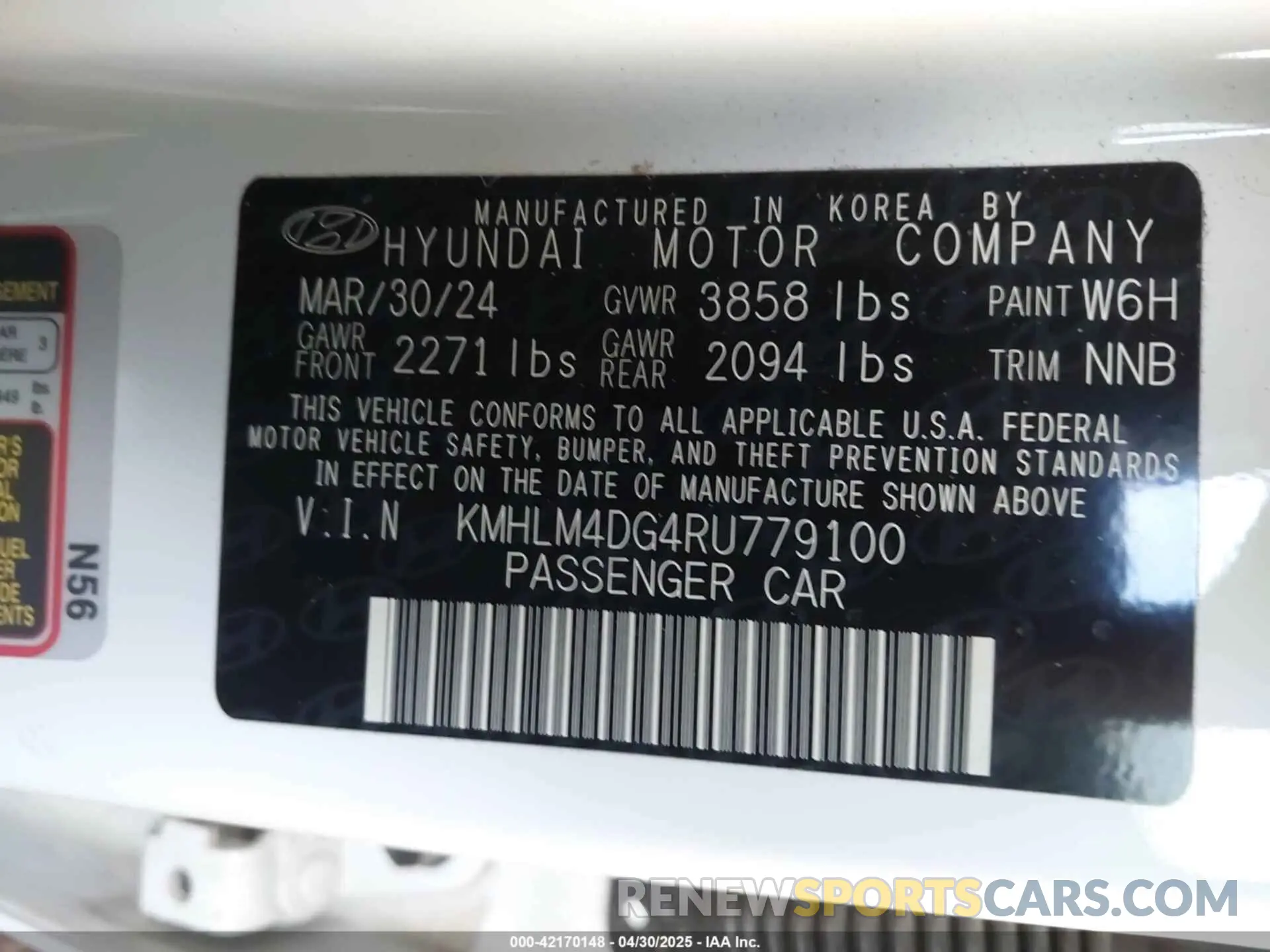 9 Фотография поврежденного автомобиля KMHLM4DG4RU779100 HYUNDAI ELANTRA 2024