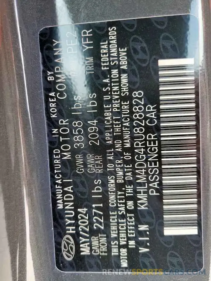 13 Фотография поврежденного автомобиля KMHLM4DG4RU828828 HYUNDAI ELANTRA 2024