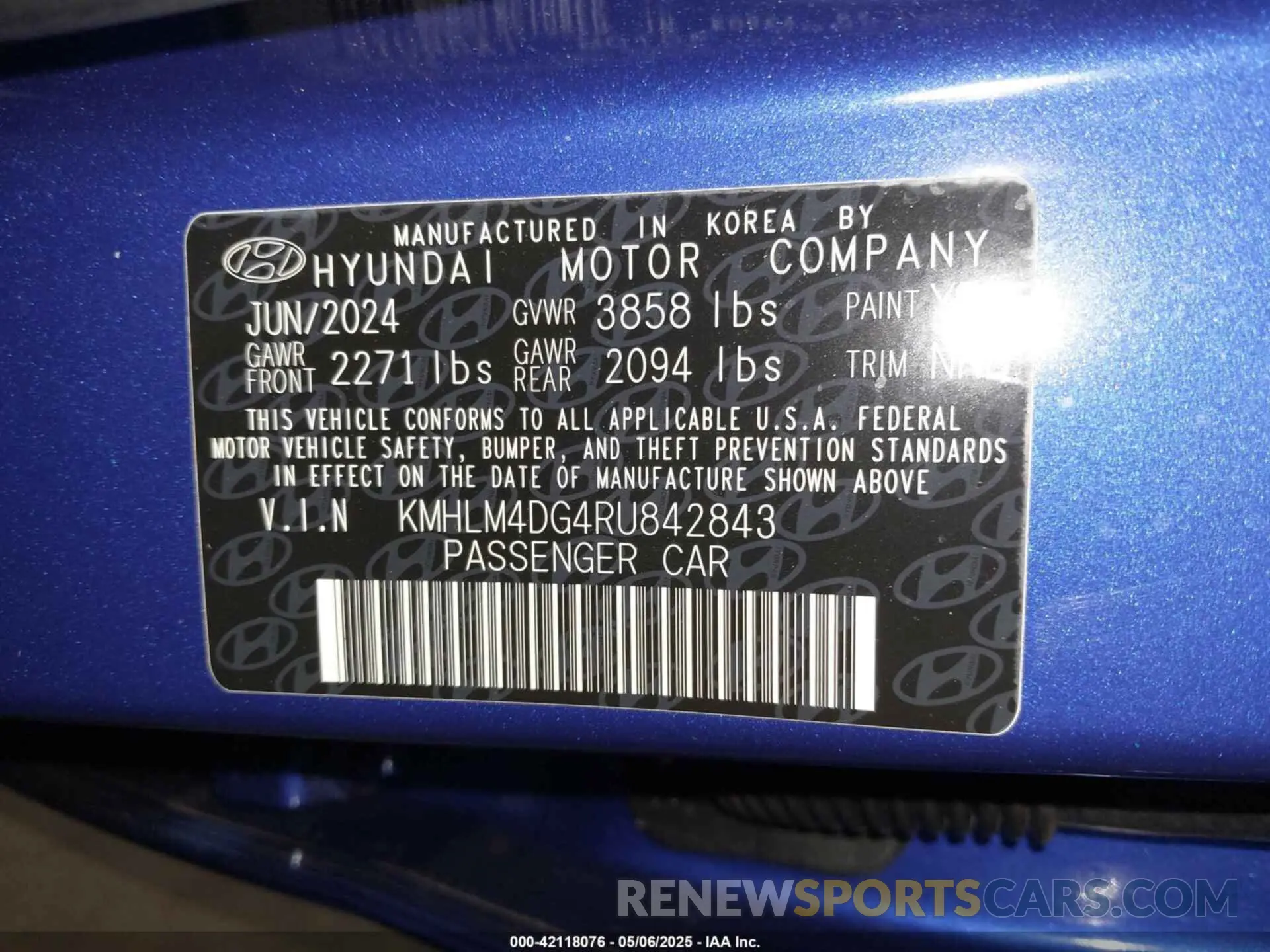 9 Photograph of a damaged car KMHLM4DG4RU842843 HYUNDAI ELANTRA 2024