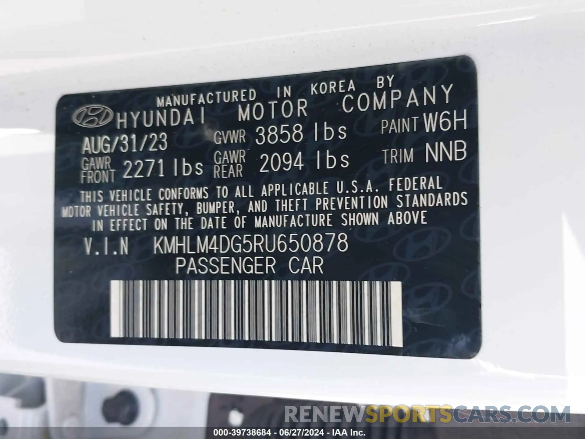 9 Photograph of a damaged car KMHLM4DG5RU650878 HYUNDAI ELANTRA 2024
