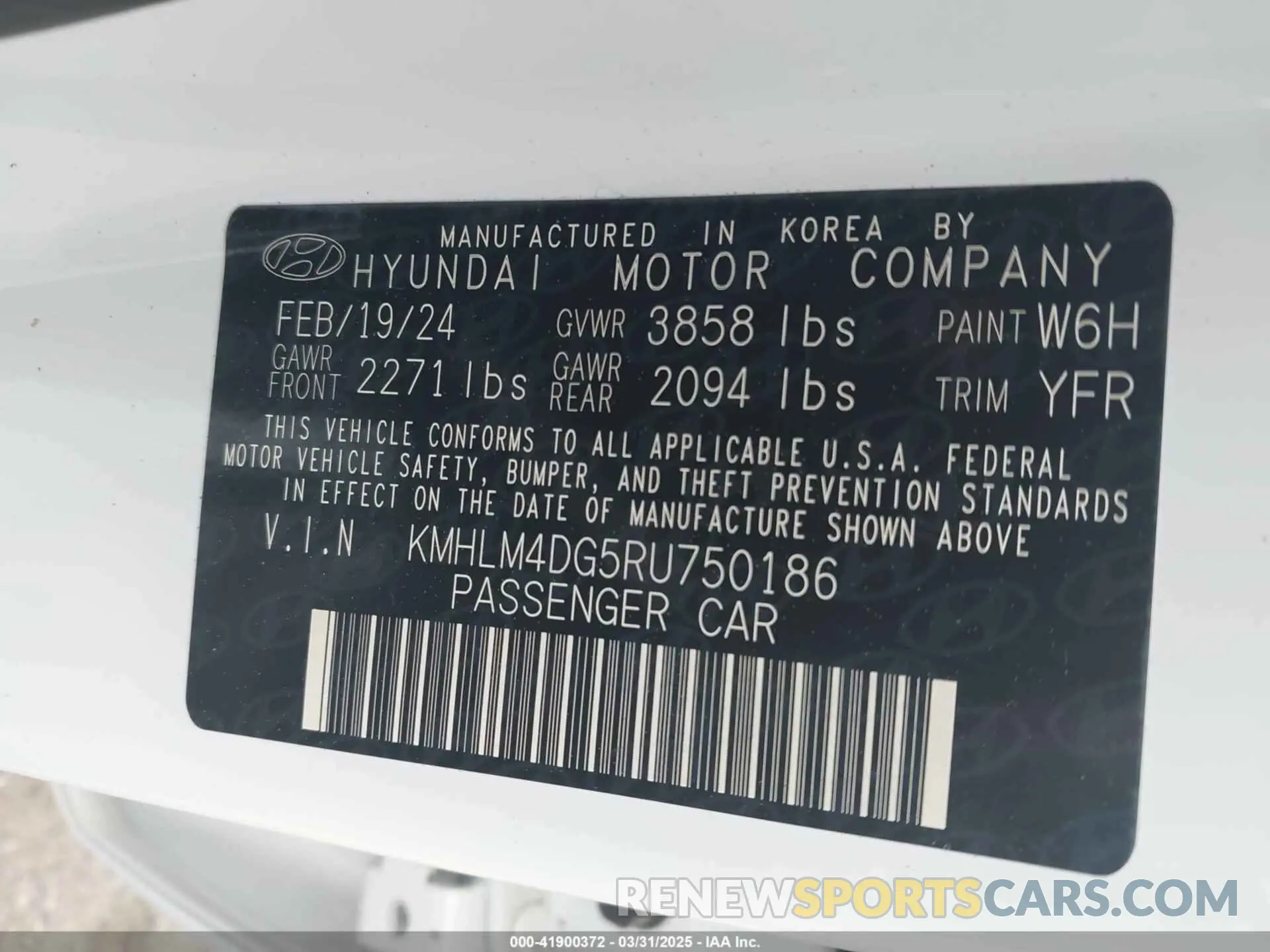 9 Photograph of a damaged car KMHLM4DG5RU750186 HYUNDAI ELANTRA 2024