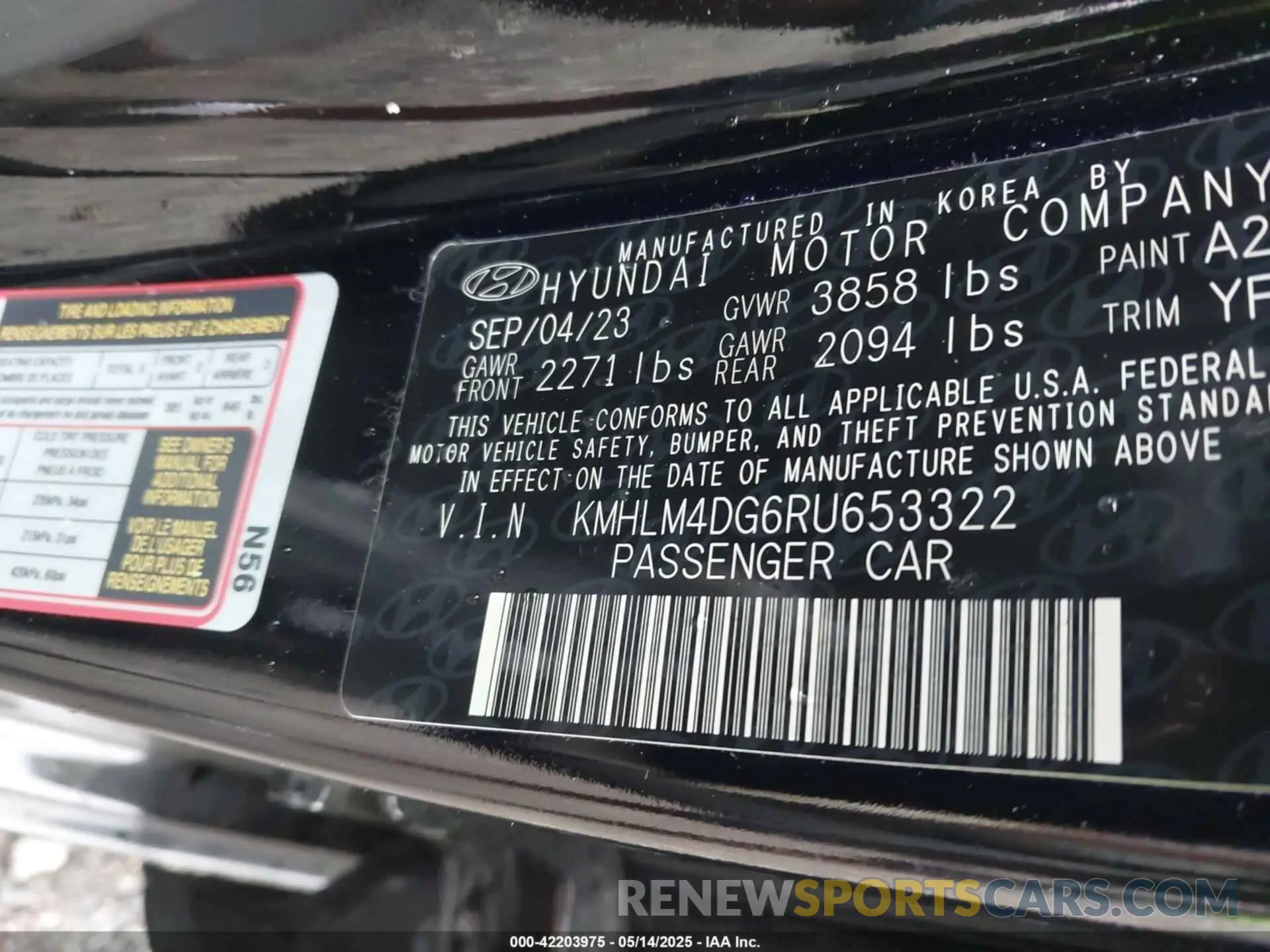 9 Фотография поврежденного автомобиля KMHLM4DG6RU653322 HYUNDAI ELANTRA 2024